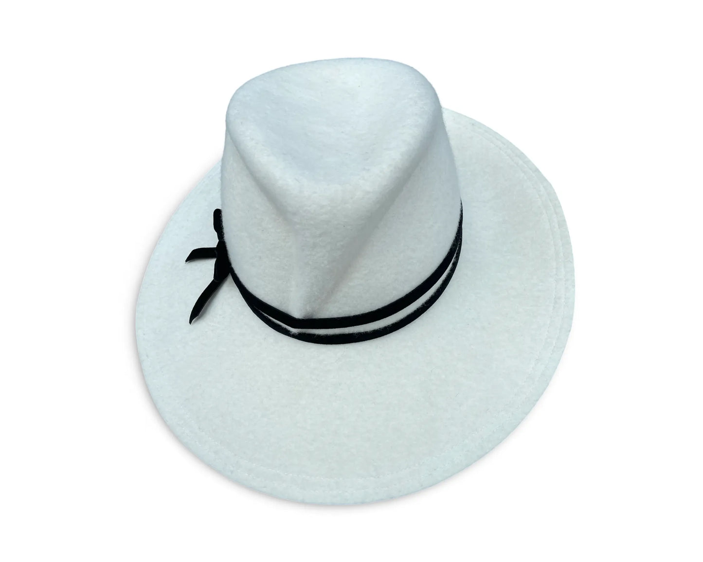 Bella Fedora - Ivory Wool Felt Fedora with Velvet Ribbon