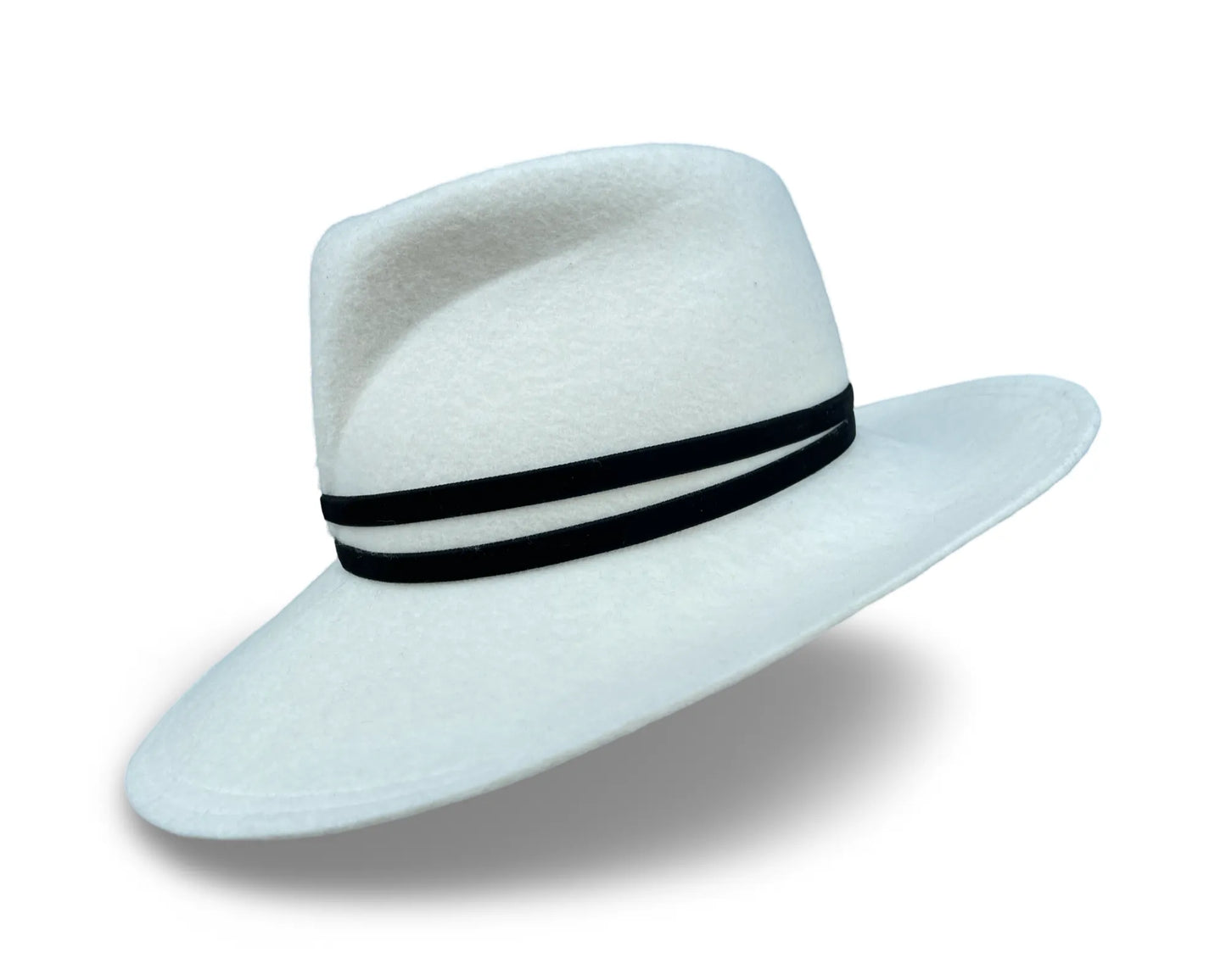Bella Fedora - Ivory Wool Felt Fedora with Velvet Ribbon