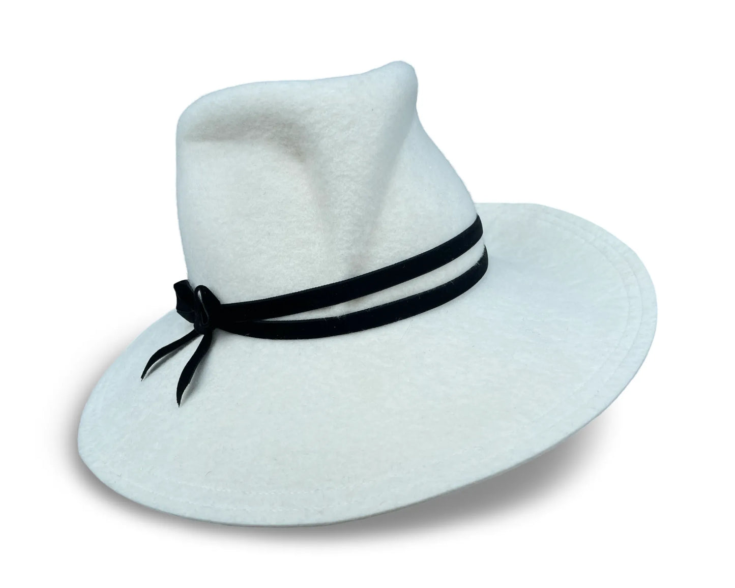 Bella Fedora - Ivory Wool Felt Fedora with Velvet Ribbon