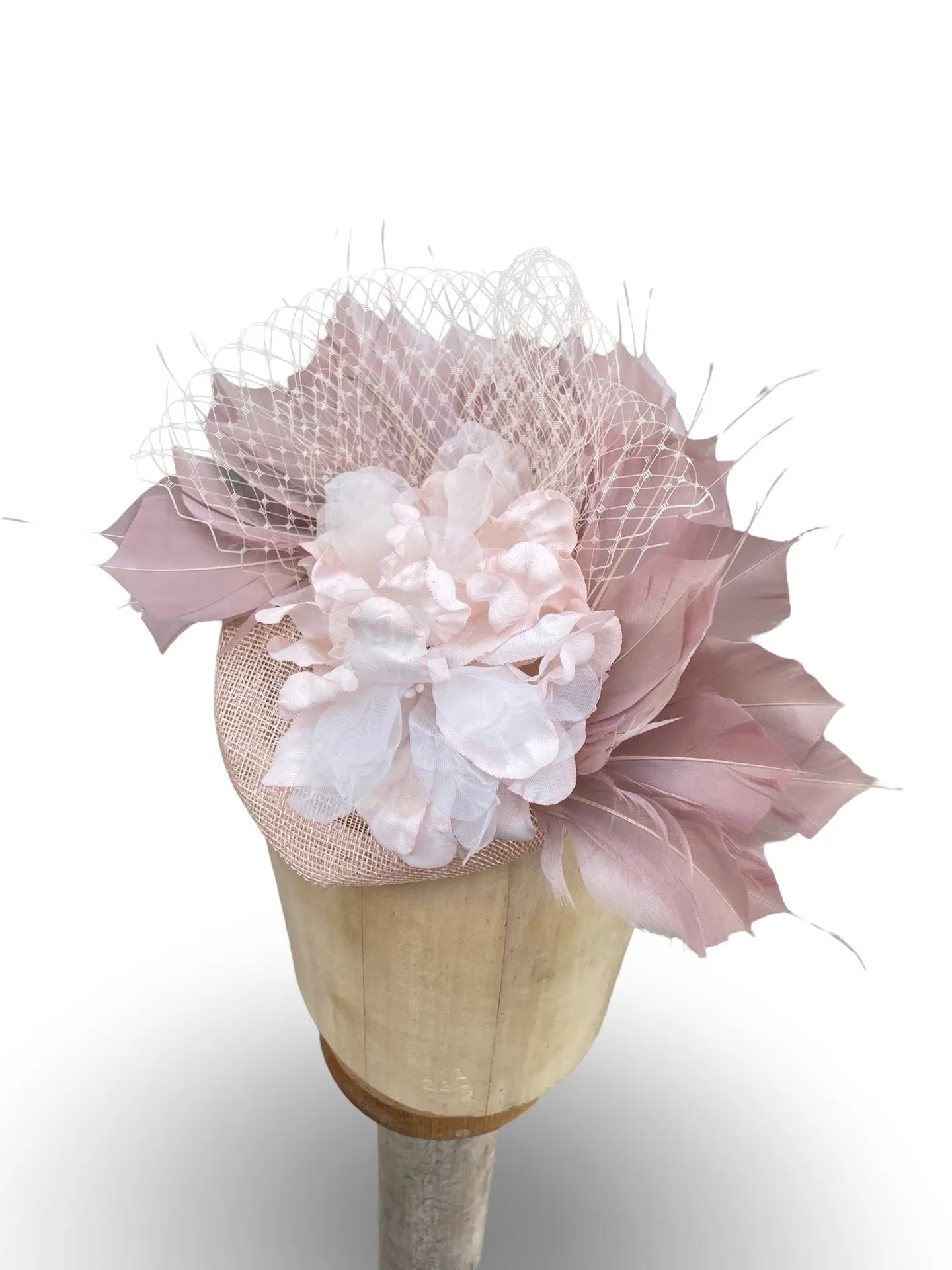 Betty Pillbox Fascinator - Floral and Feather Trim