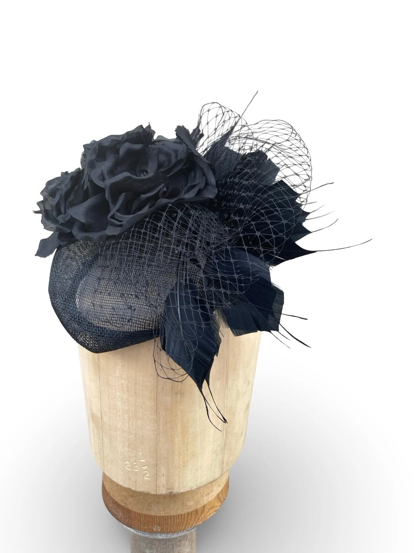 Betty Pillbox Fascinator - Floral and Feather Trim