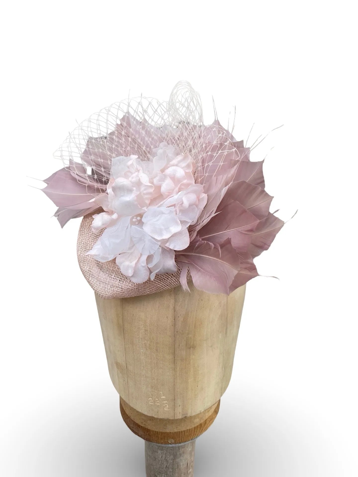 Betty Pillbox Fascinator - Floral and Feather Trim