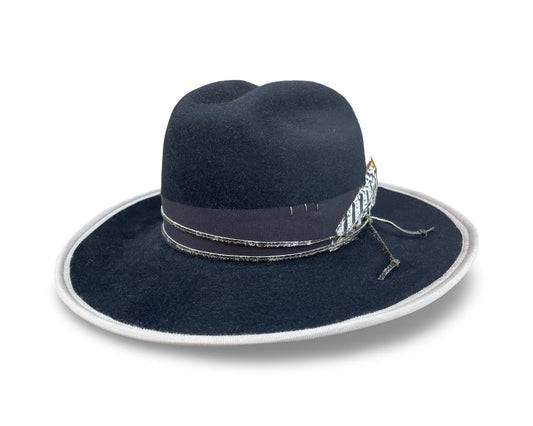 Blackbird Cowboy Hat - Fur Felt Western Hat with Feather & Cord