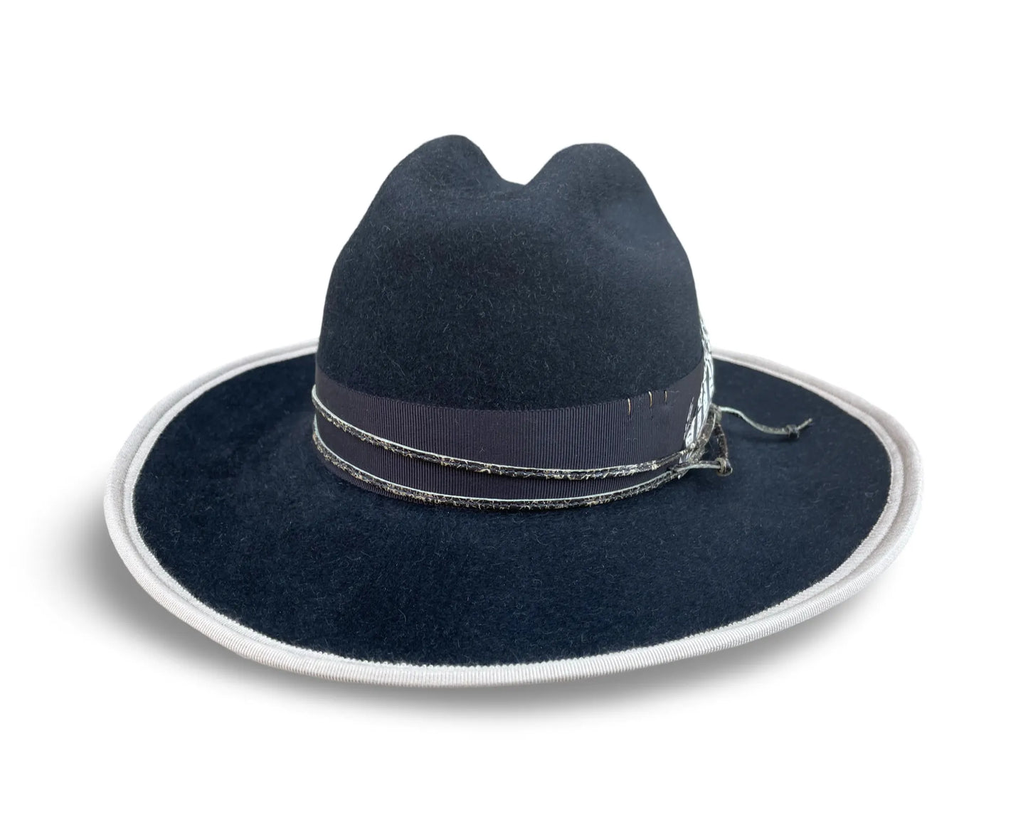 Blackbird Cowboy Hat - Fur Felt Western Hat with Feather & Cord