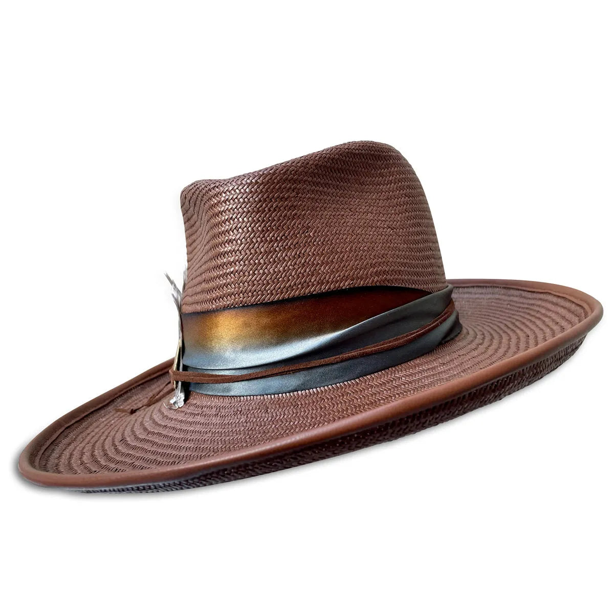 Blink Flange Fedora - Straw Festival Hat with Feather & Silk