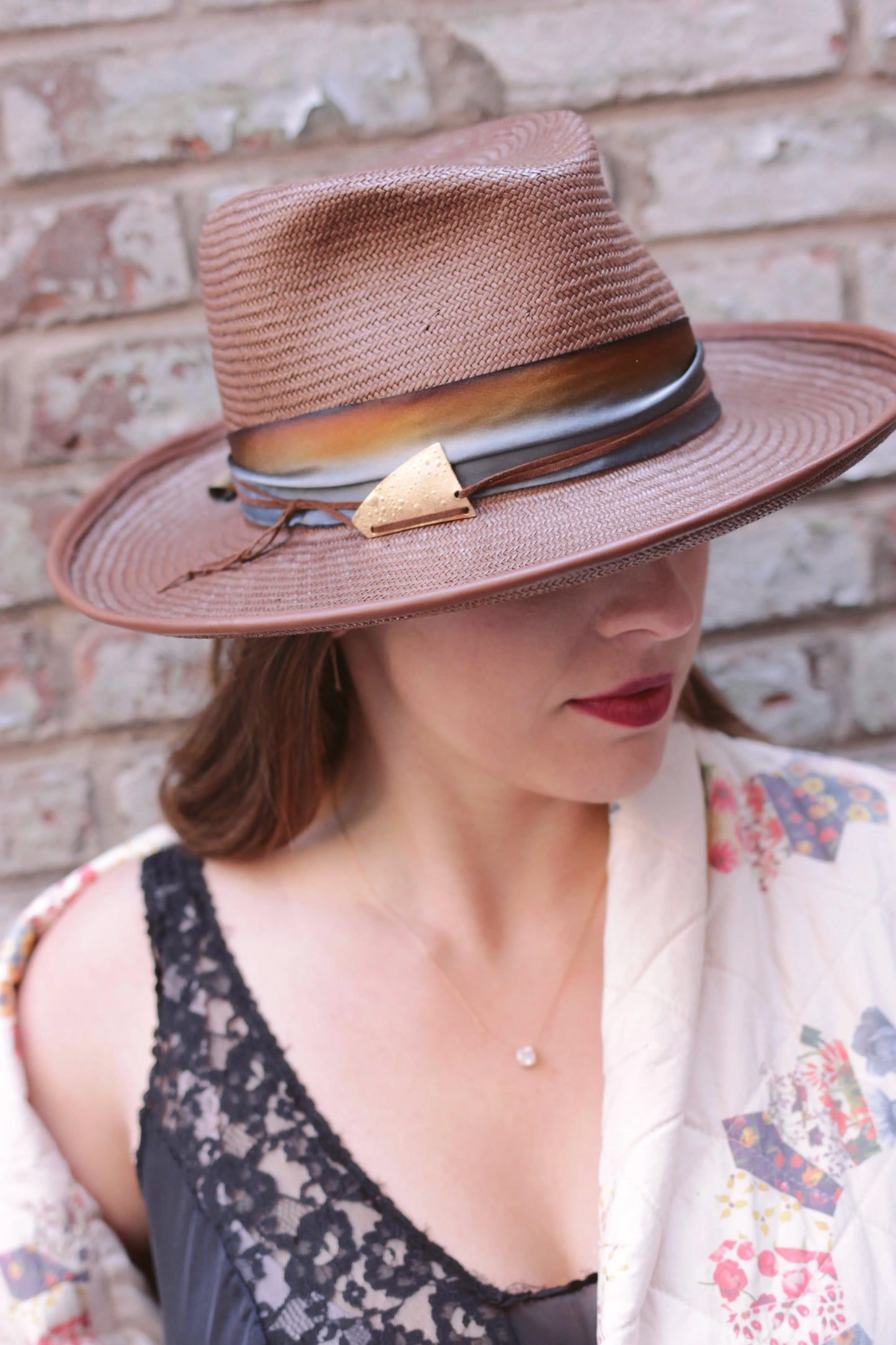 Blink Flange Fedora - Straw Festival Hat with Feather & Silk