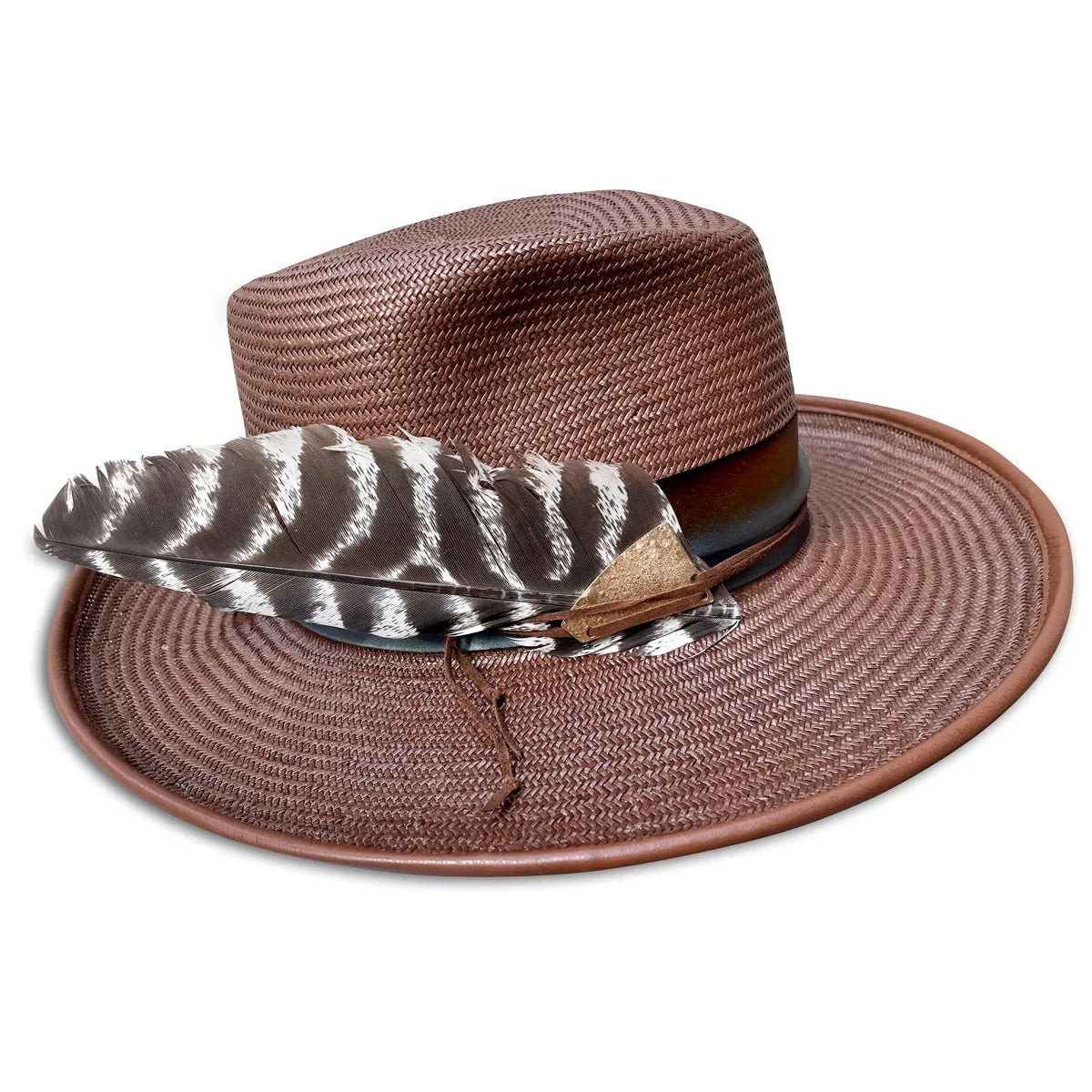 Blink Flange Fedora - Straw Festival Hat with Feather & Silk