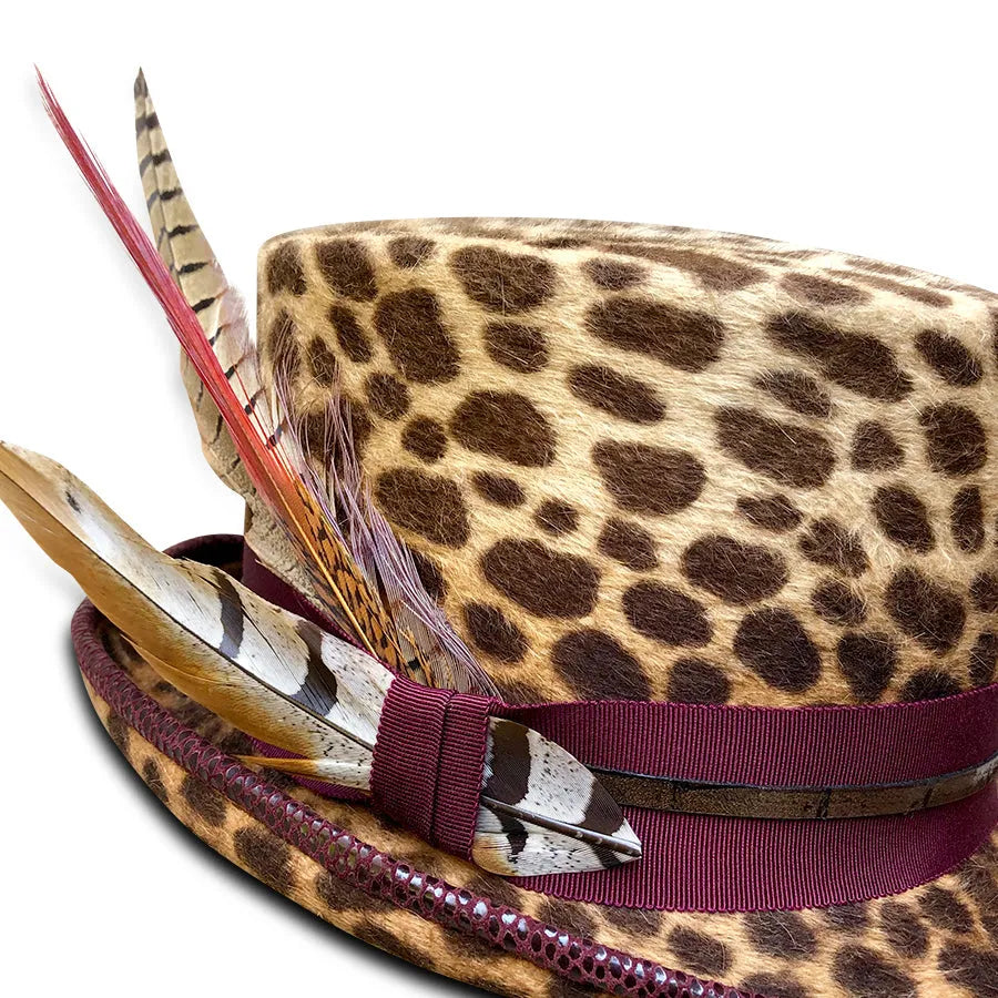 Coachman - Leopard Top Hat with Boater Crown & Stingy Brim