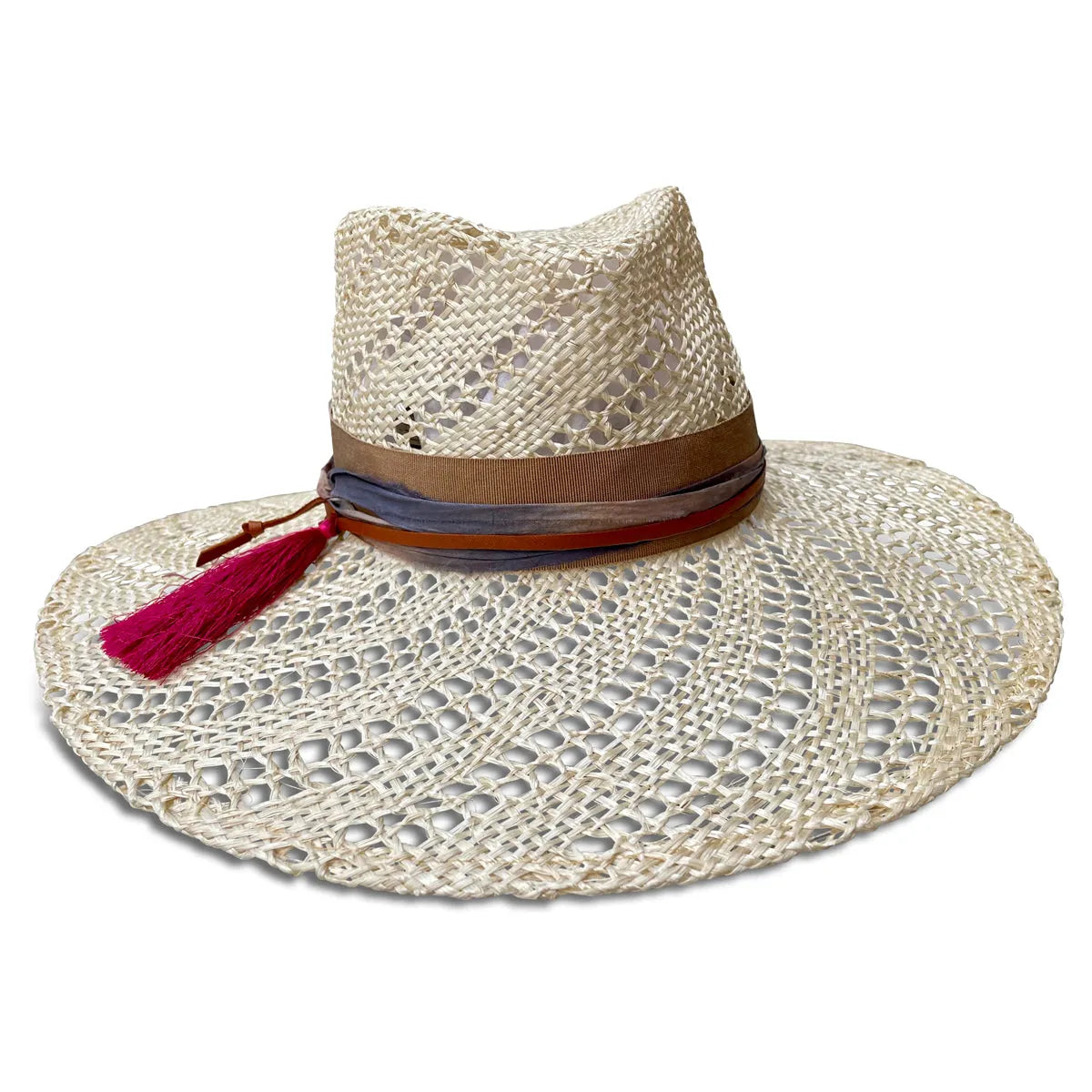 Firefly - Open Weave Straw Fedora with Tassel Trim
