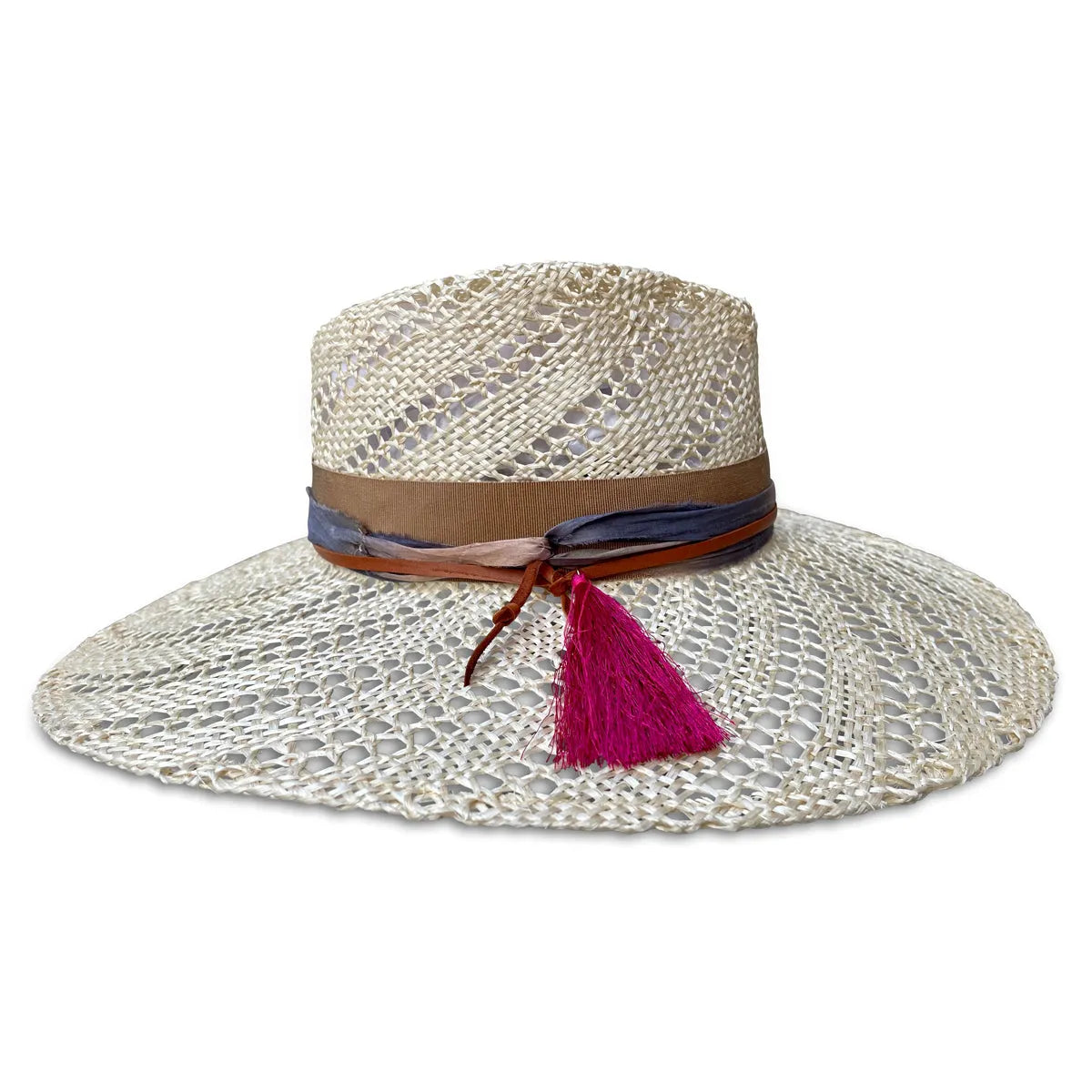 Firefly - Open Weave Straw Fedora with Tassel Trim