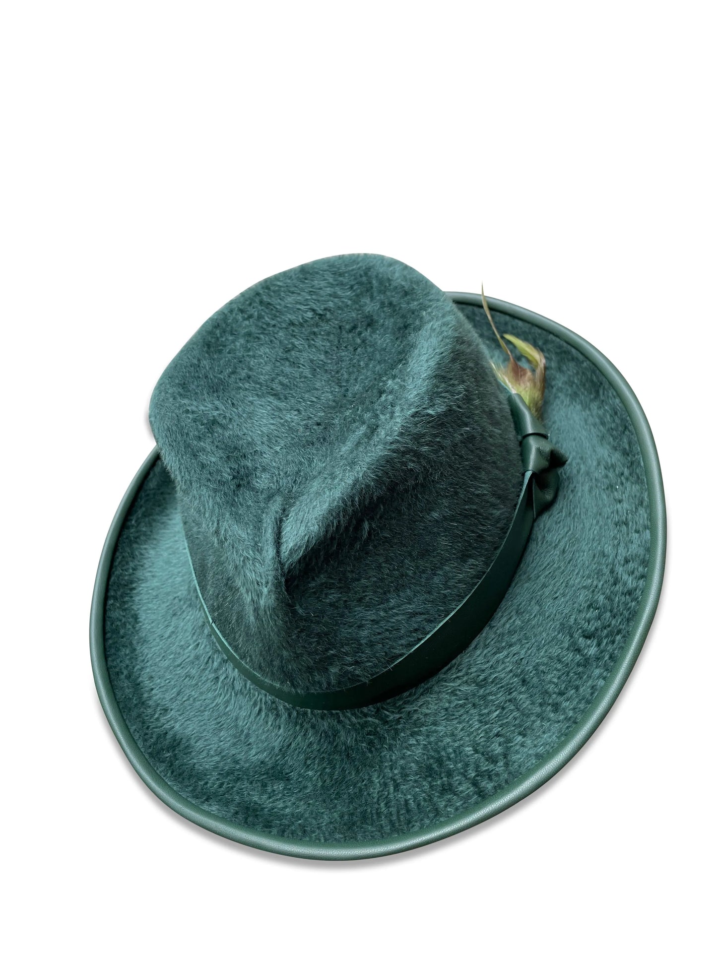 Giorgio Vert Fedora - Beaver Felt Hat with Leather Trim & Pleated Crown