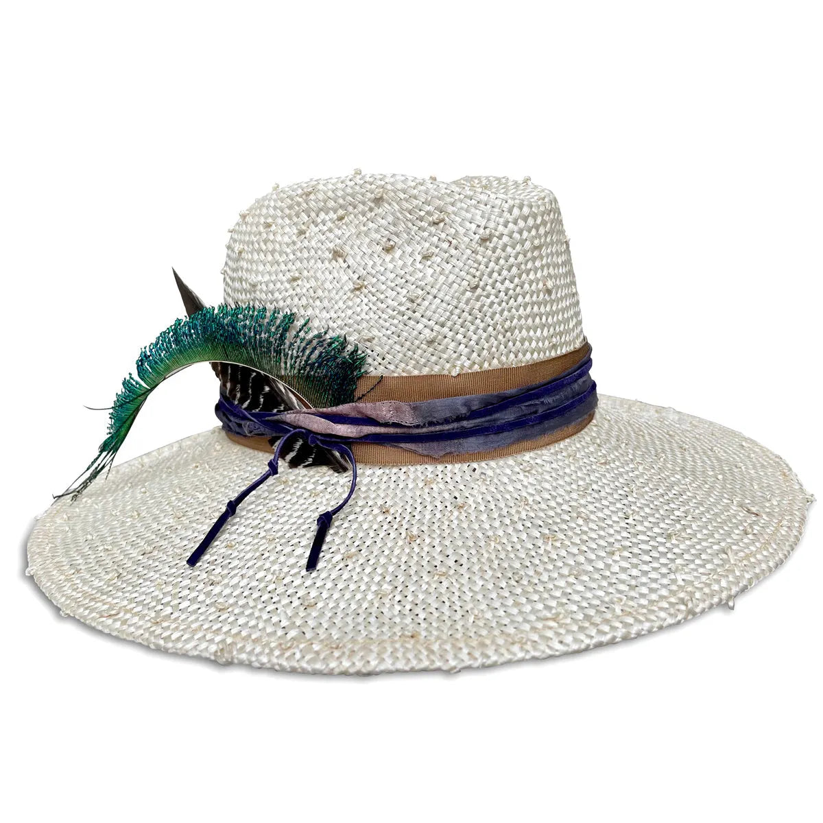 Hope - Knotted Sisol Fedora with Silk Trim & Feather