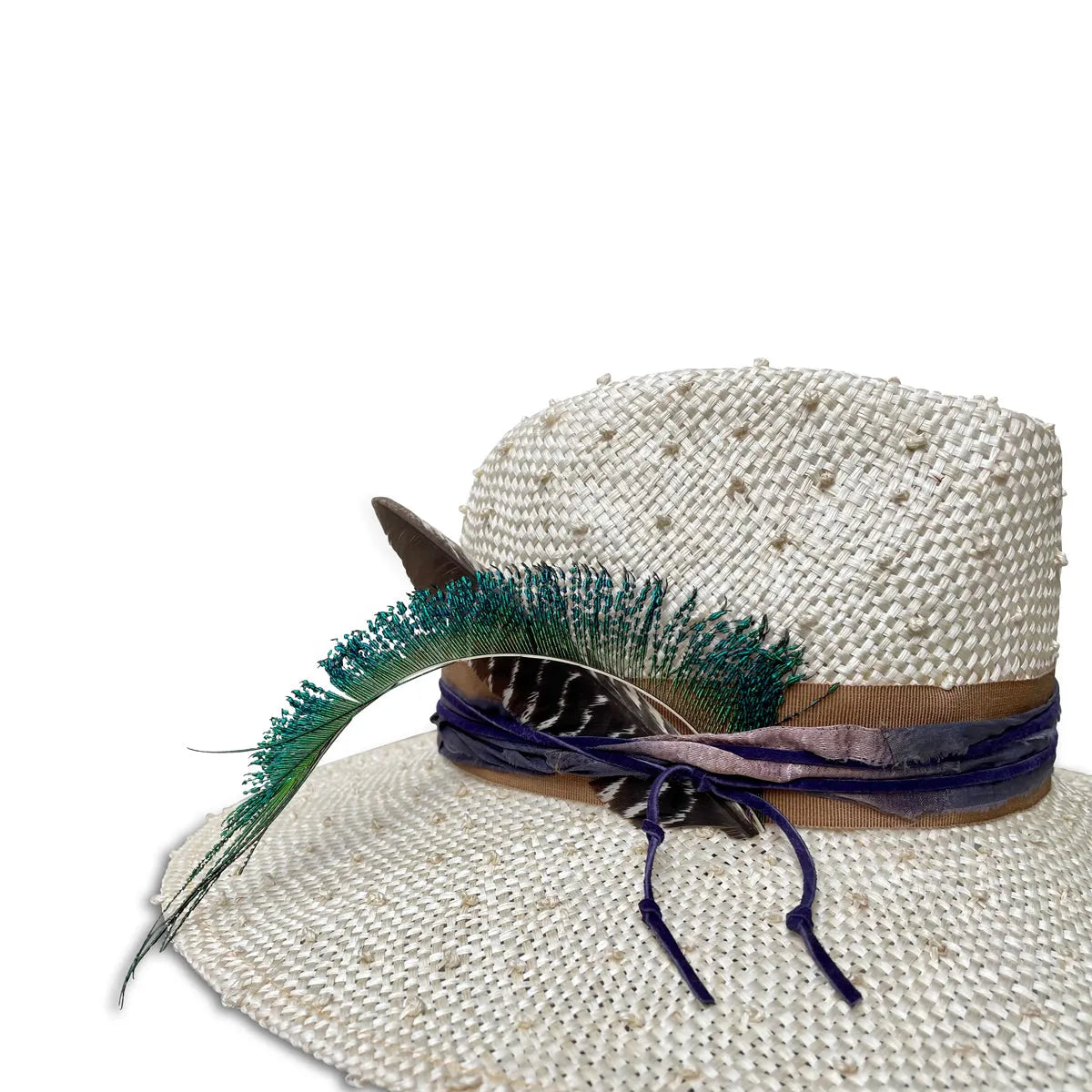 Hope - Knotted Sisol Fedora with Silk Trim & Feather