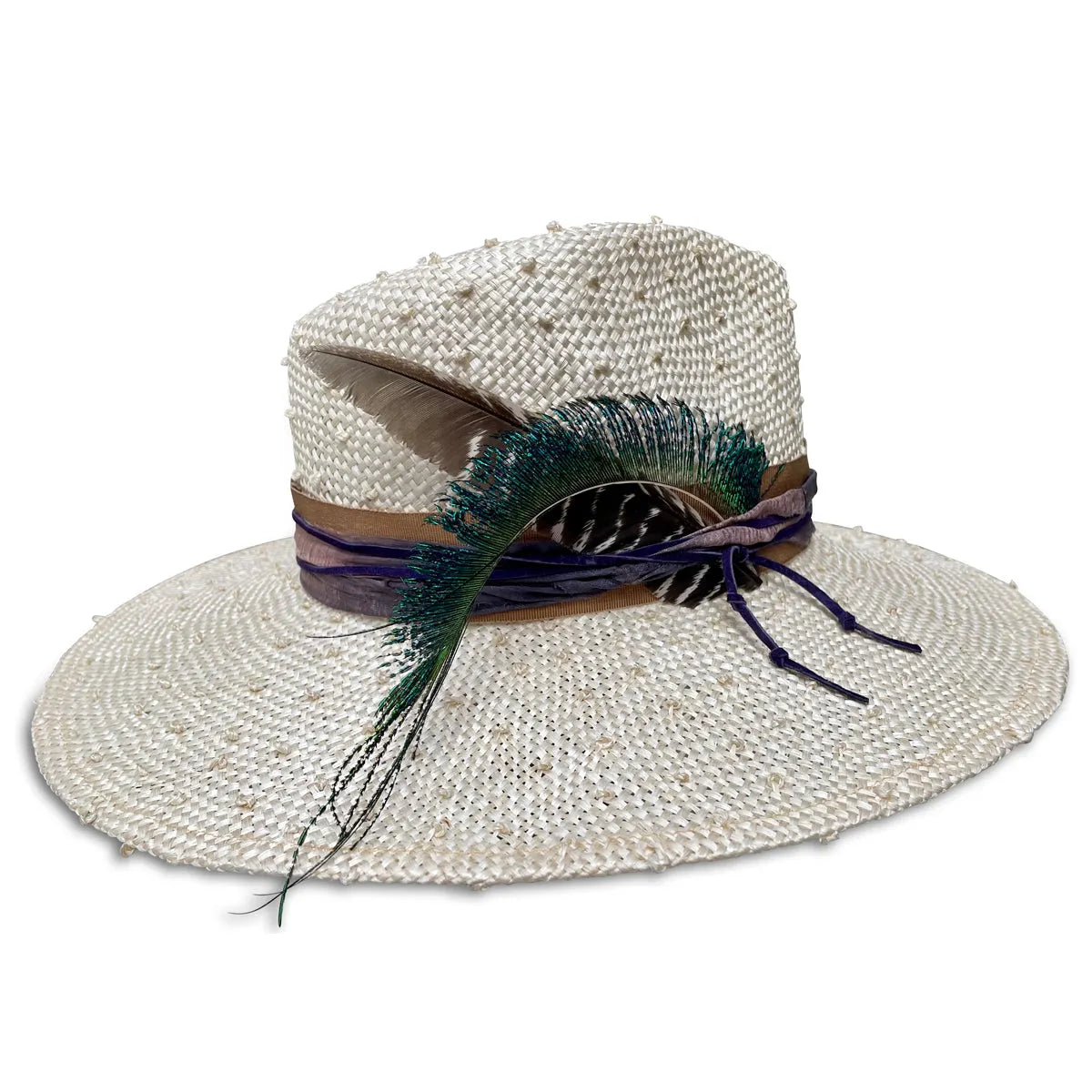 Hope - Knotted Sisol Fedora with Silk Trim & Feather