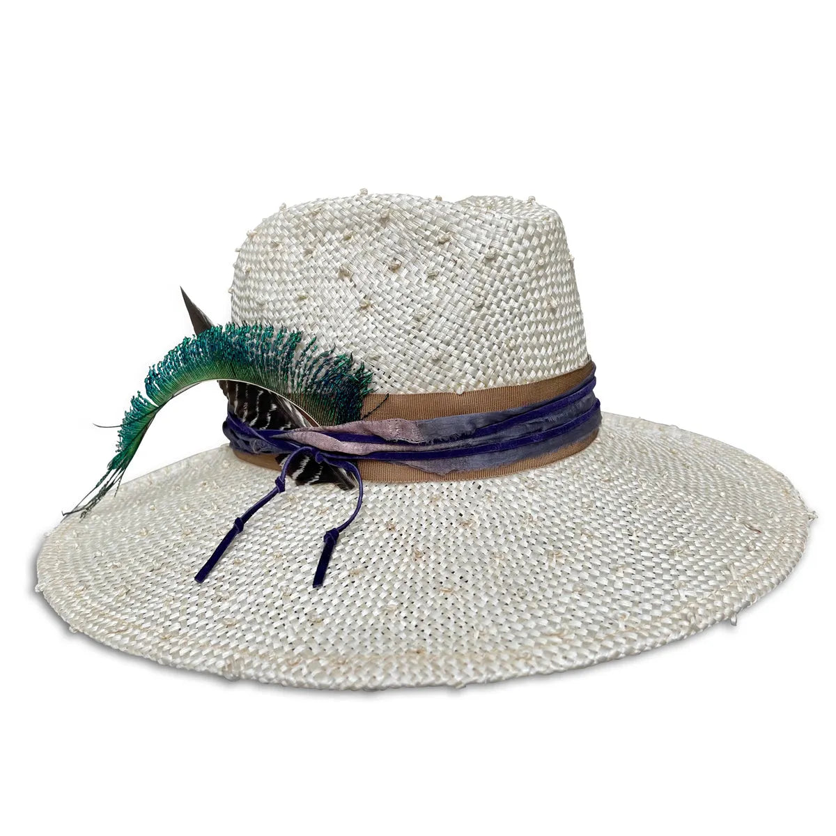 Hope - Knotted Sisol Fedora with Silk Trim & Feather