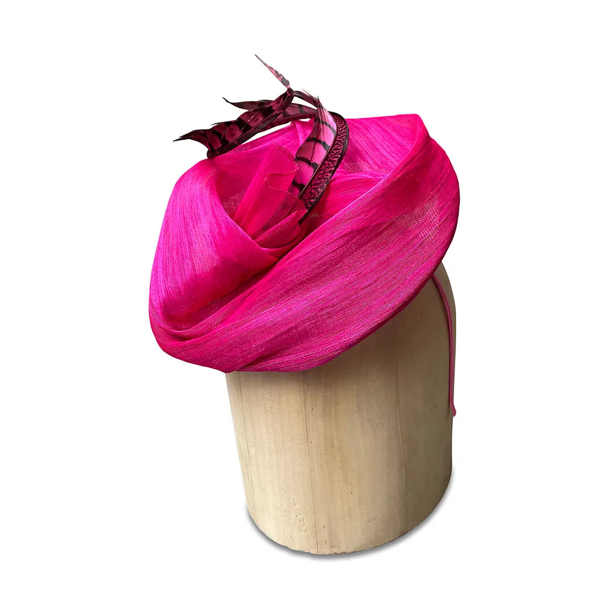 Isabel - Silk Abaca Hot Pink Fascinator