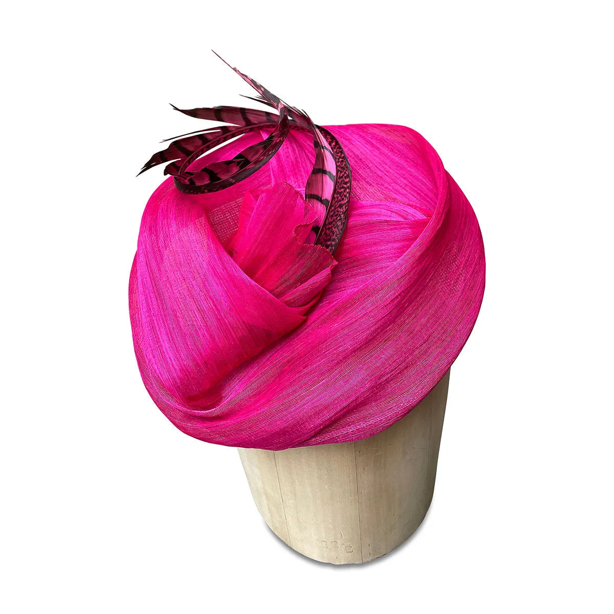 Isabel - Silk Abaca Hot Pink Fascinator