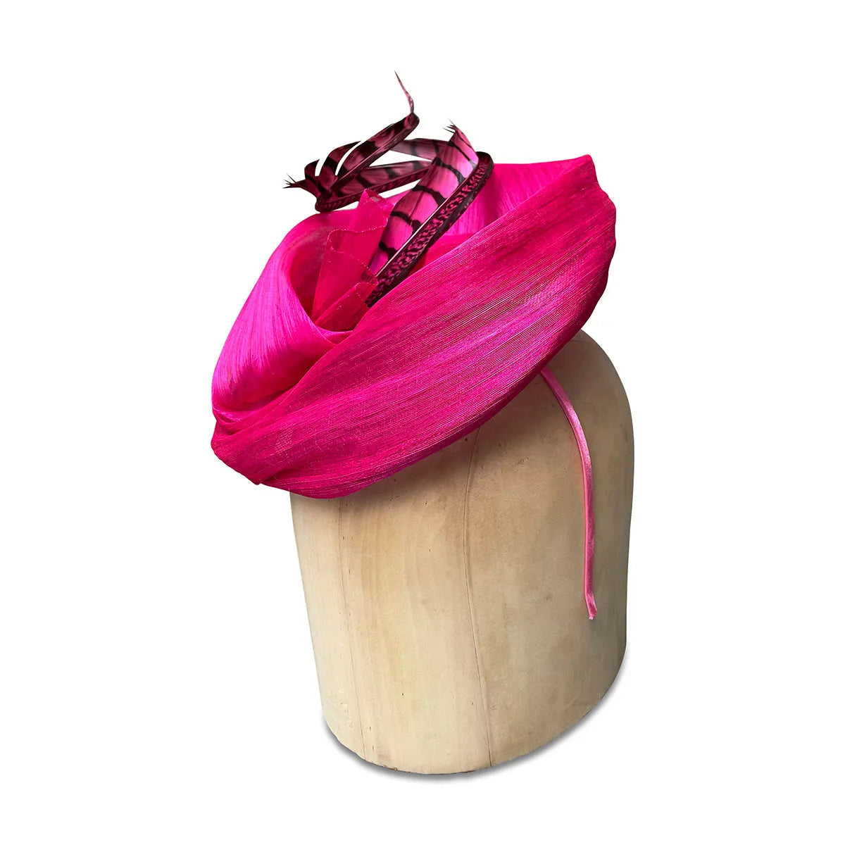 Isabel - Silk Abaca Hot Pink Fascinator