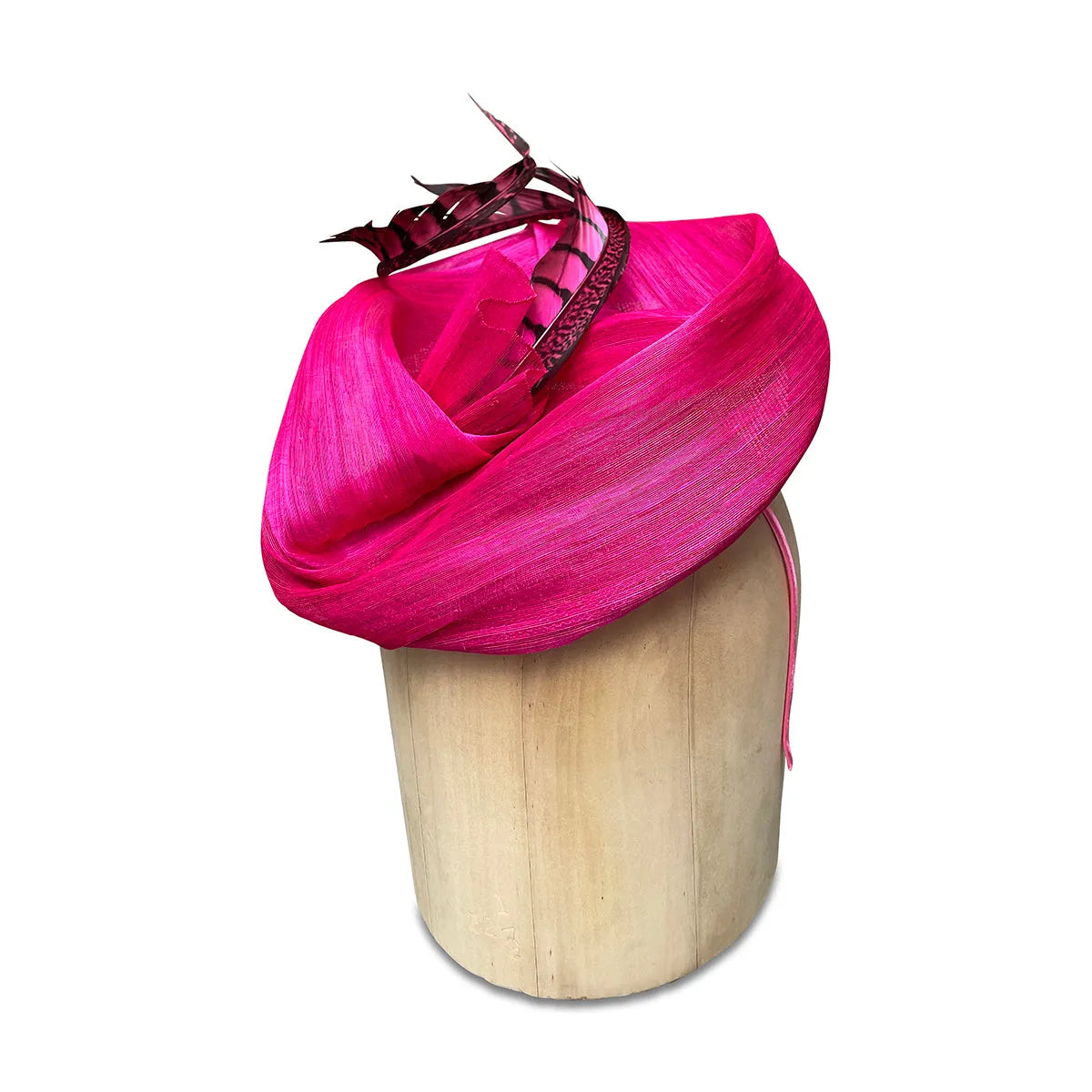 Isabel - Silk Abaca Hot Pink Fascinator