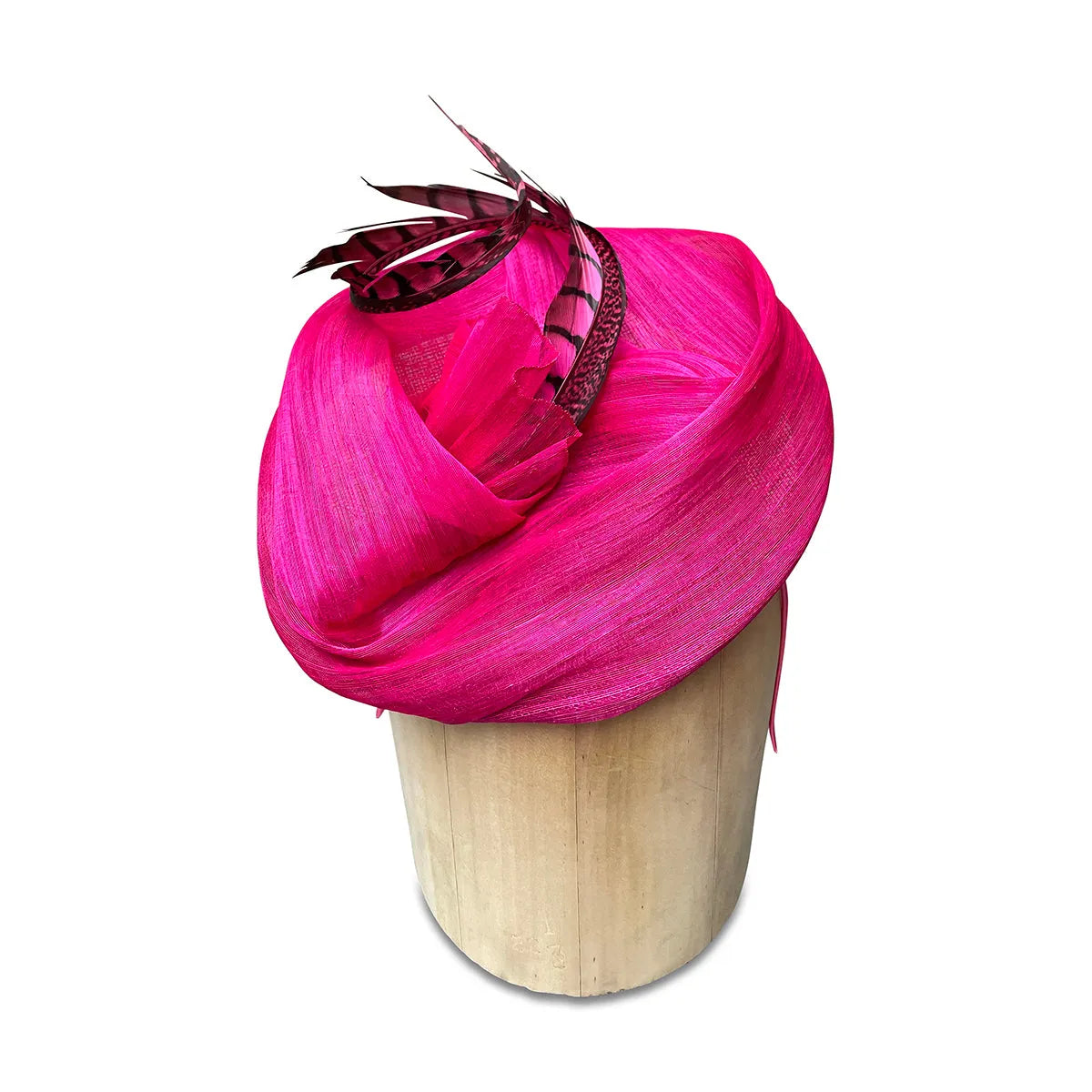 Isabel - Silk Abaca Hot Pink Fascinator