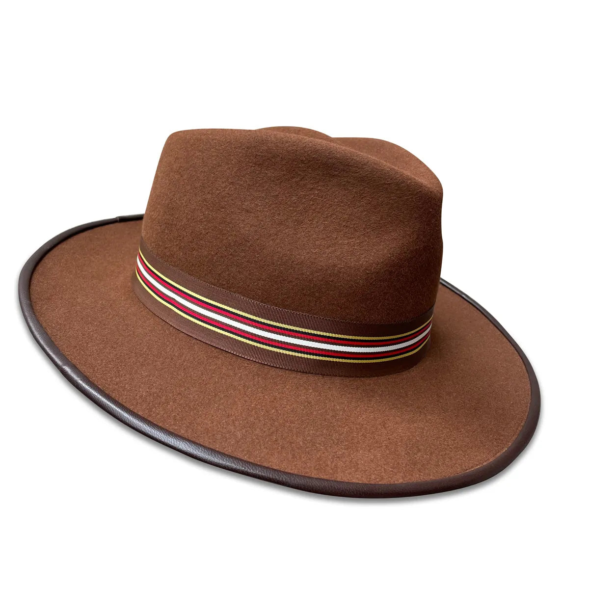 Jay - Tobacco Fur Felt Fedora with Leather Piping