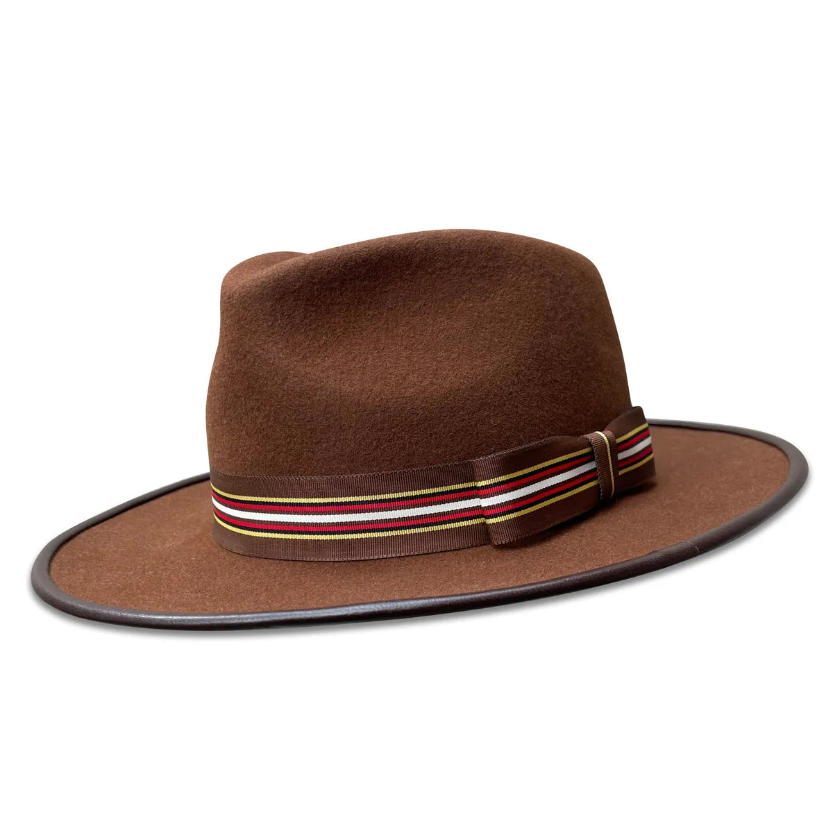 Jay - Tobacco Fur Felt Fedora with Leather Piping