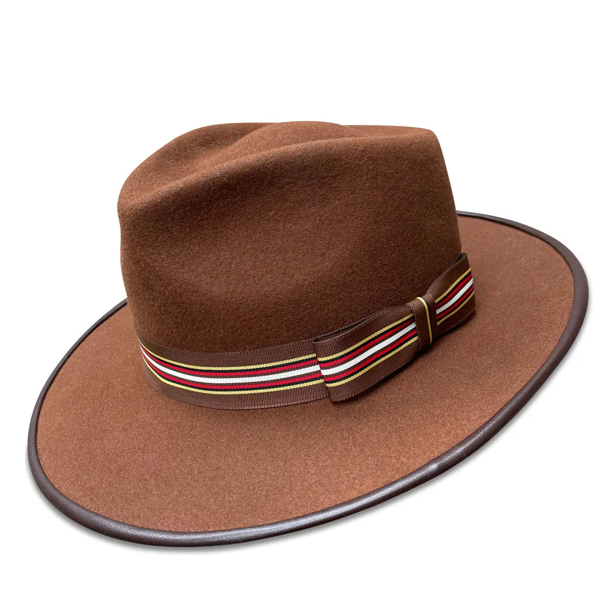 Jay - Tobacco Fur Felt Fedora with Leather Piping