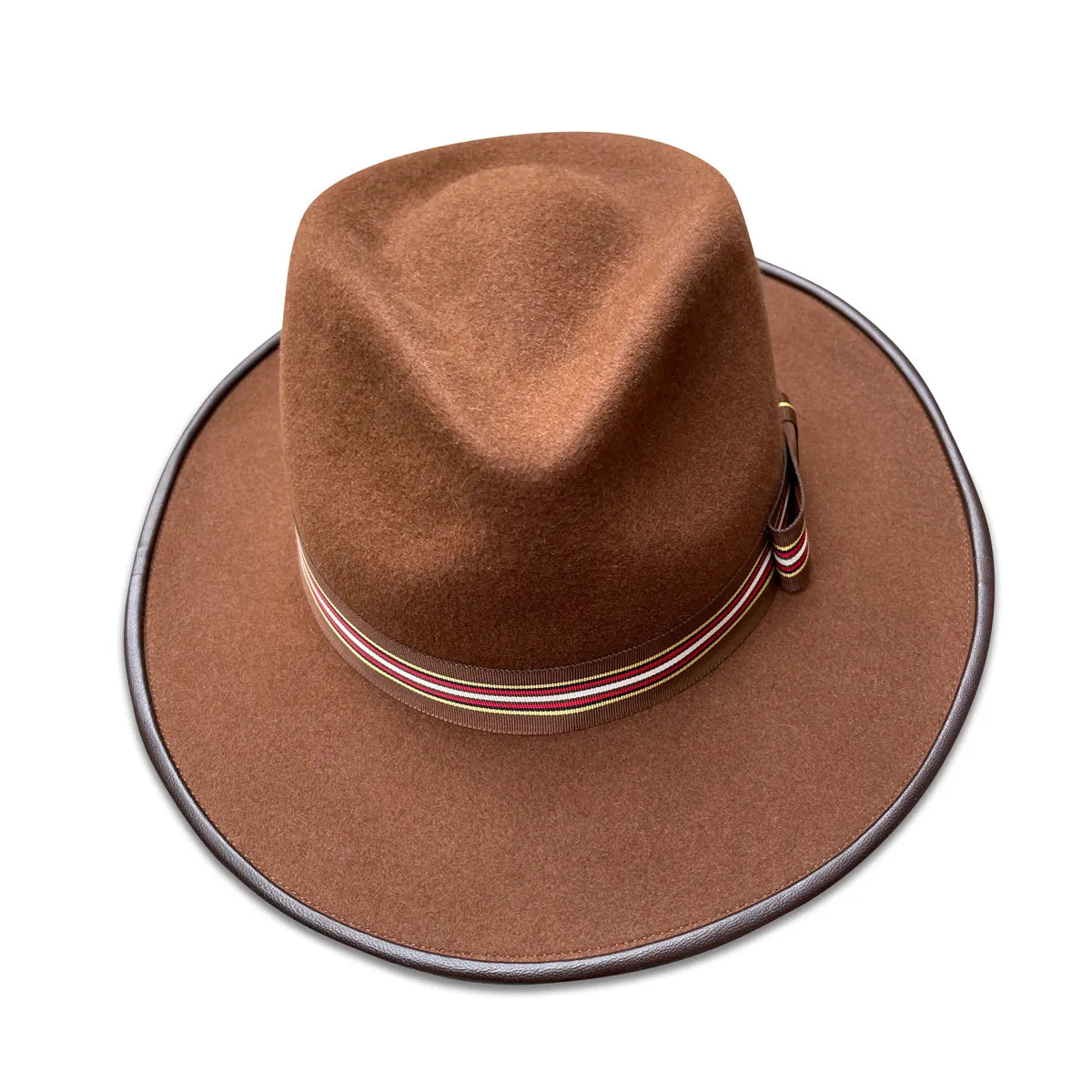 Jay - Tobacco Fur Felt Fedora with Leather Piping