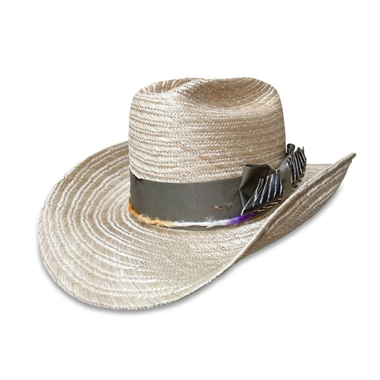 La Chatte Cowboy Hat - Sisol Straw with Silk & Feather Trim
