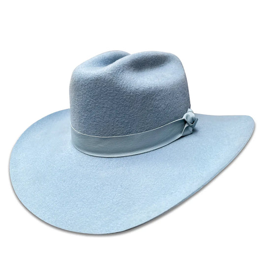 Le Twat Cowboy Hat - Sky Blue Wool with Tonal Trim & Cowboy Brim