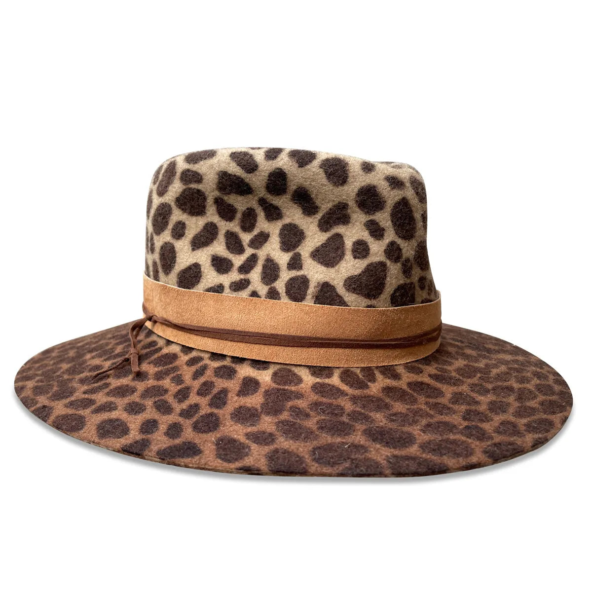 Leopard Superpinch Fedora - Leopard Wool with Feather & Suede Trim