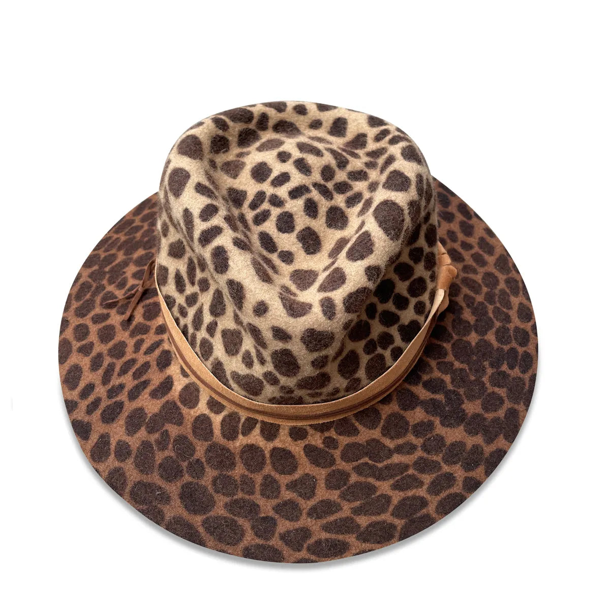 Leopard Superpinch Fedora - Leopard Wool with Feather & Suede Trim