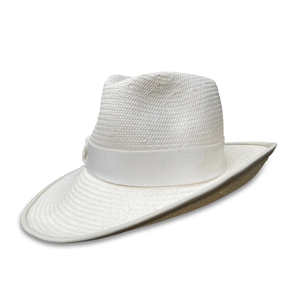 Luella - Asymmetrical Straw Fedora with Leather Trim