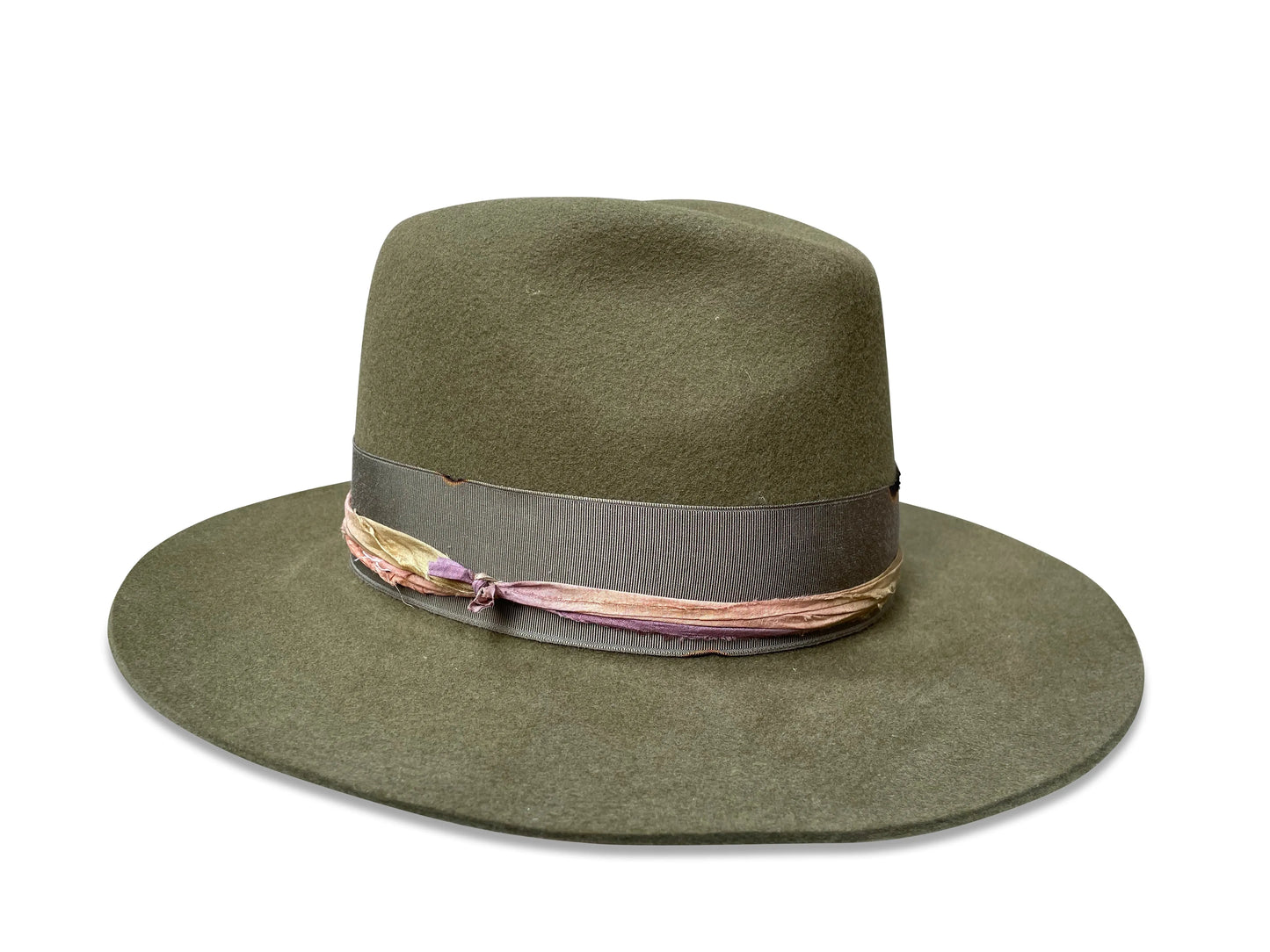Mel Fedora - Sage Western Style with Silk & Feather Trim
