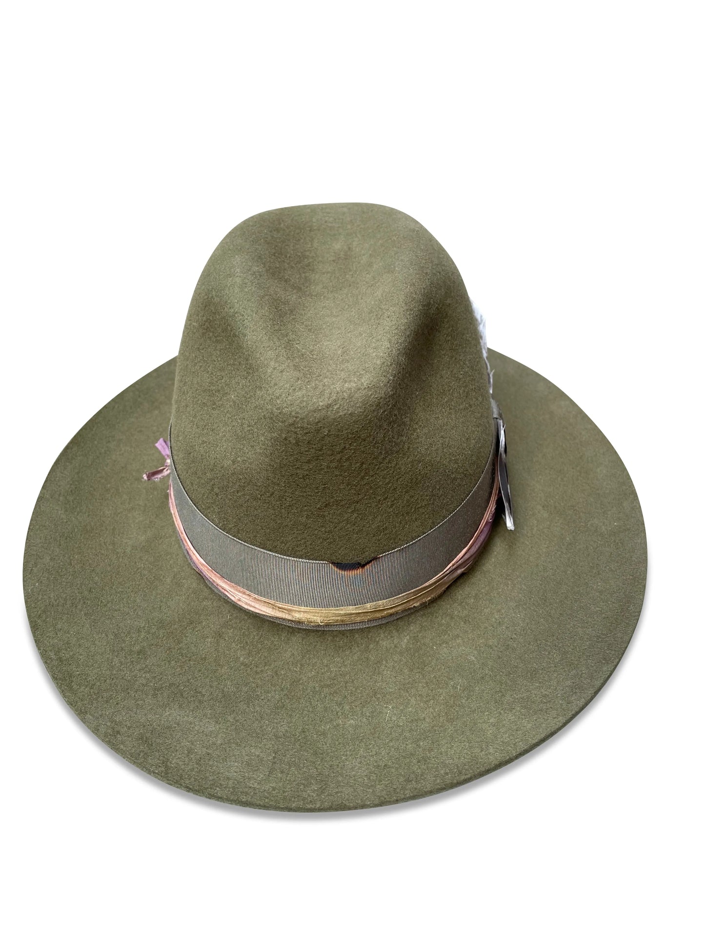 Mel Fedora - Sage Western Style with Silk & Feather Trim