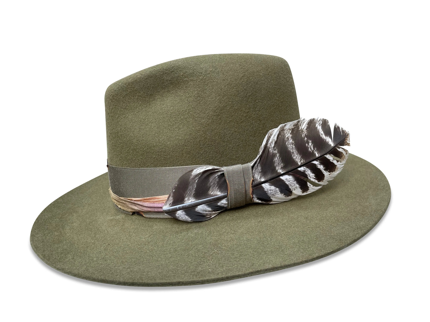 Mel Fedora - Sage Western Style with Silk & Feather Trim