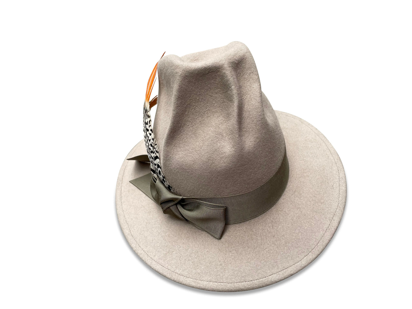 Ms. Parker - Hand Pleated Tall Crown Fedora in Sustainable Fur Felt