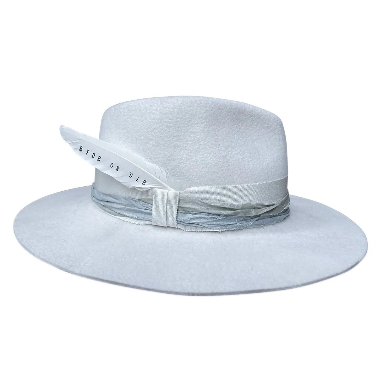 Ride Or Die Bridal Fedora - Ivory Wool Felt with Custom Feather