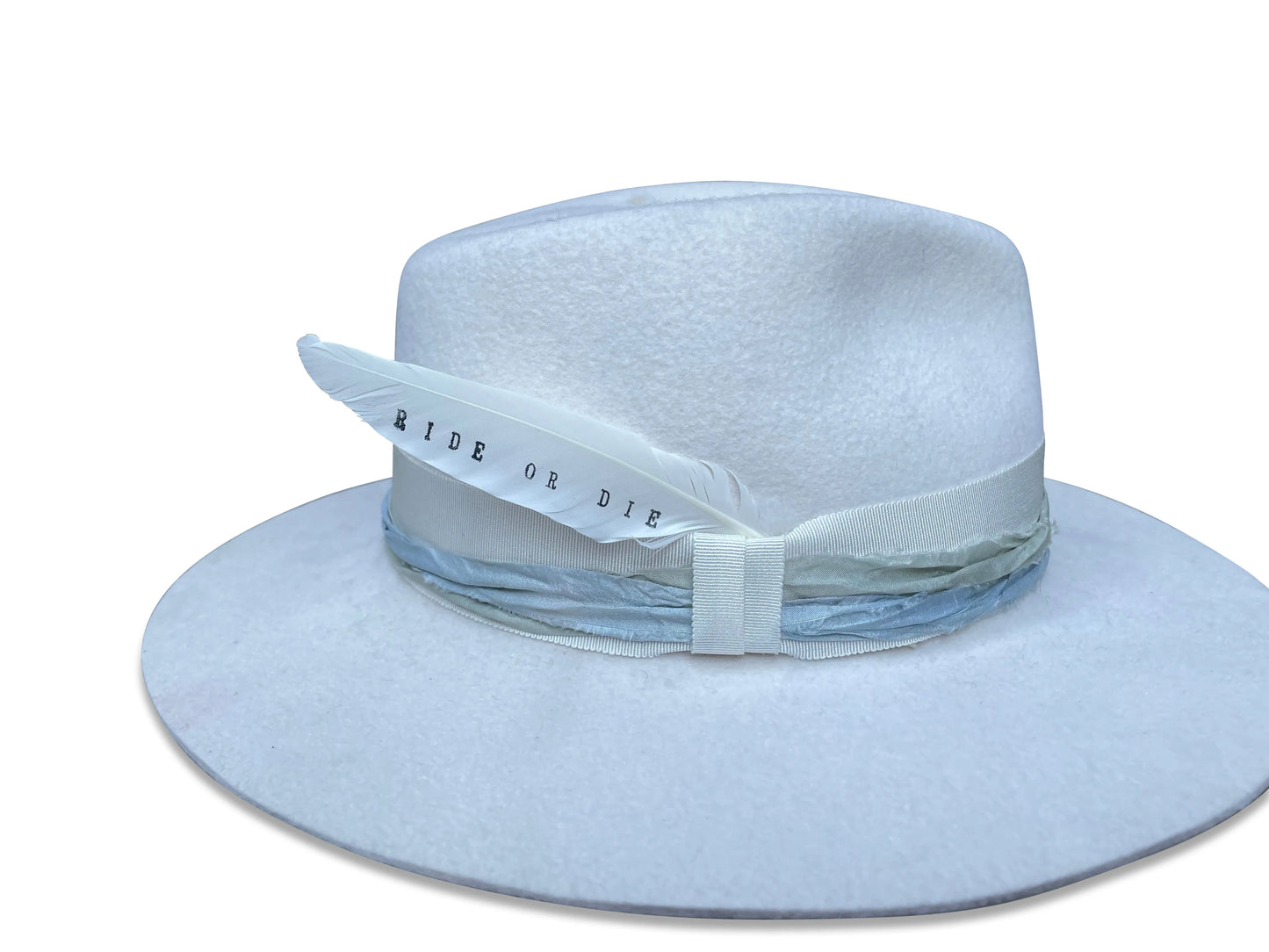Ride Or Die Bridal Fedora - Ivory Wool Felt with Custom Feather