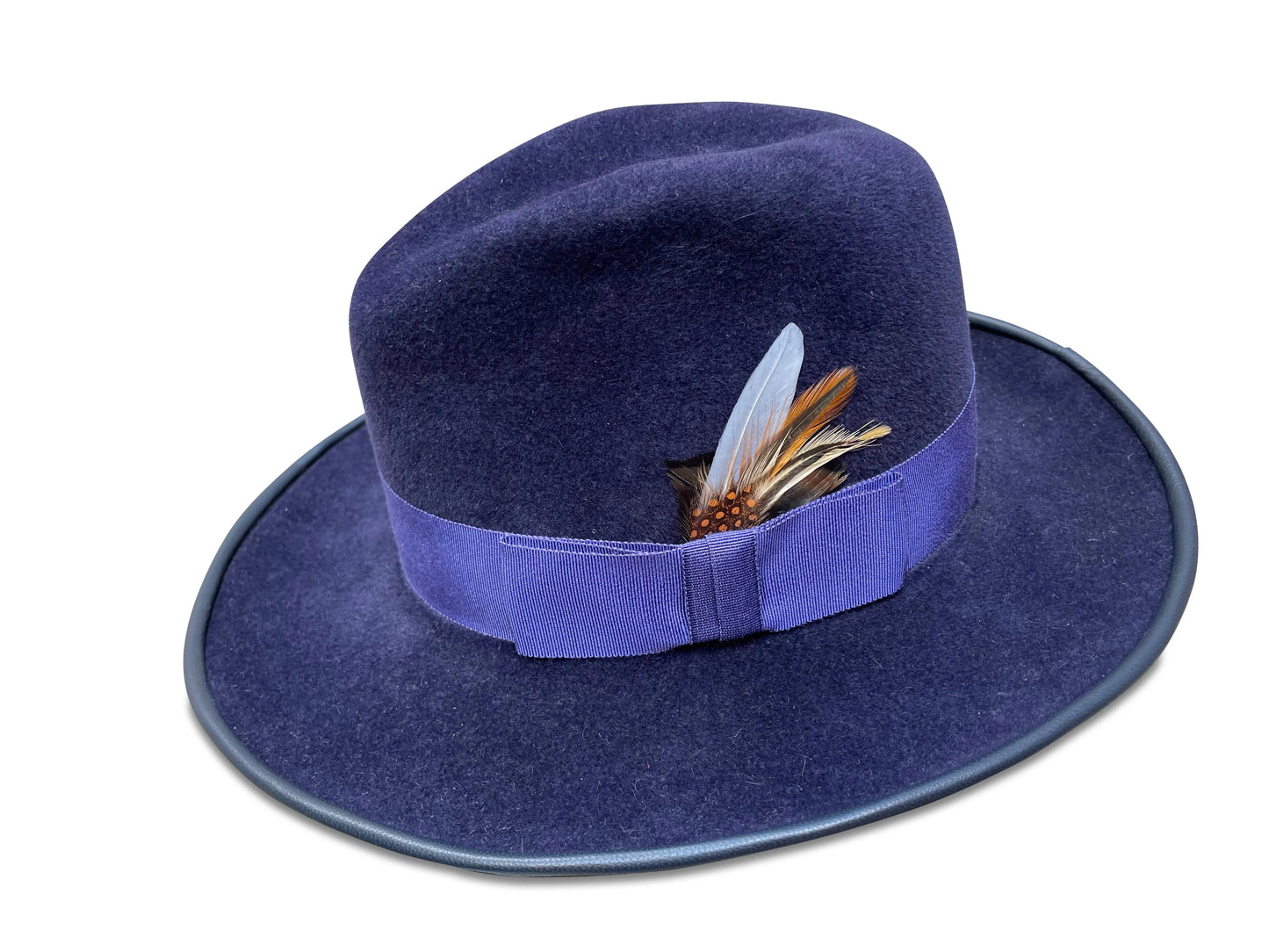 Royal - Velour Fur Felt Fedora with Lambskin Piping