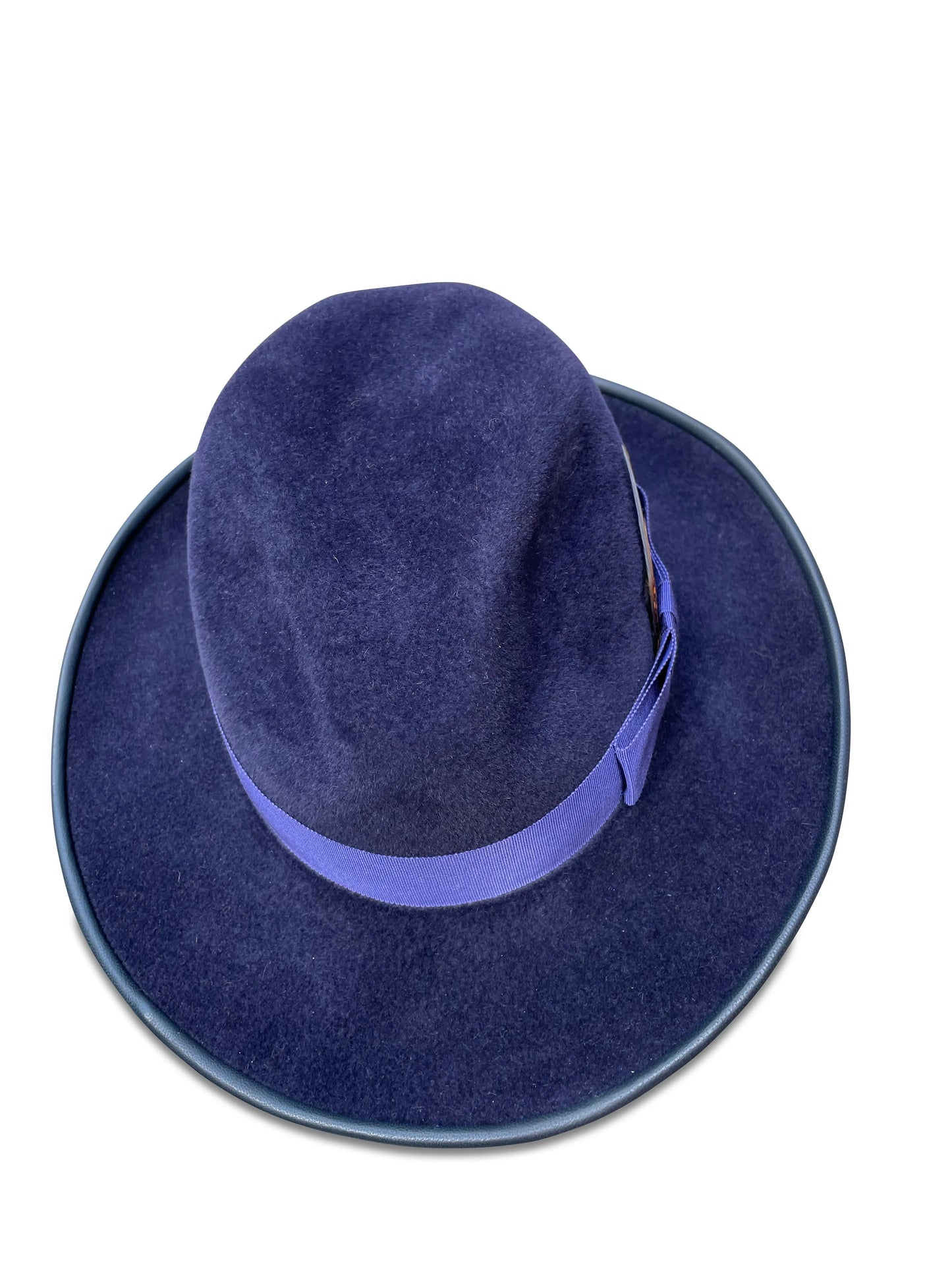 Royal - Velour Fur Felt Fedora with Lambskin Piping