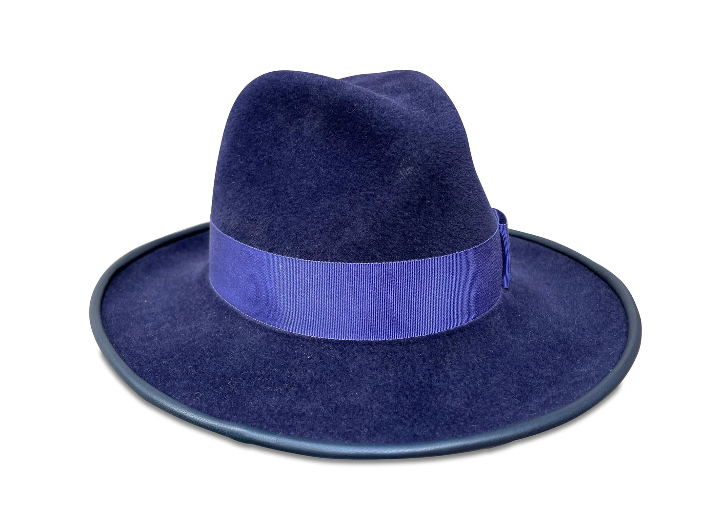 Royal - Velour Fur Felt Fedora with Lambskin Piping