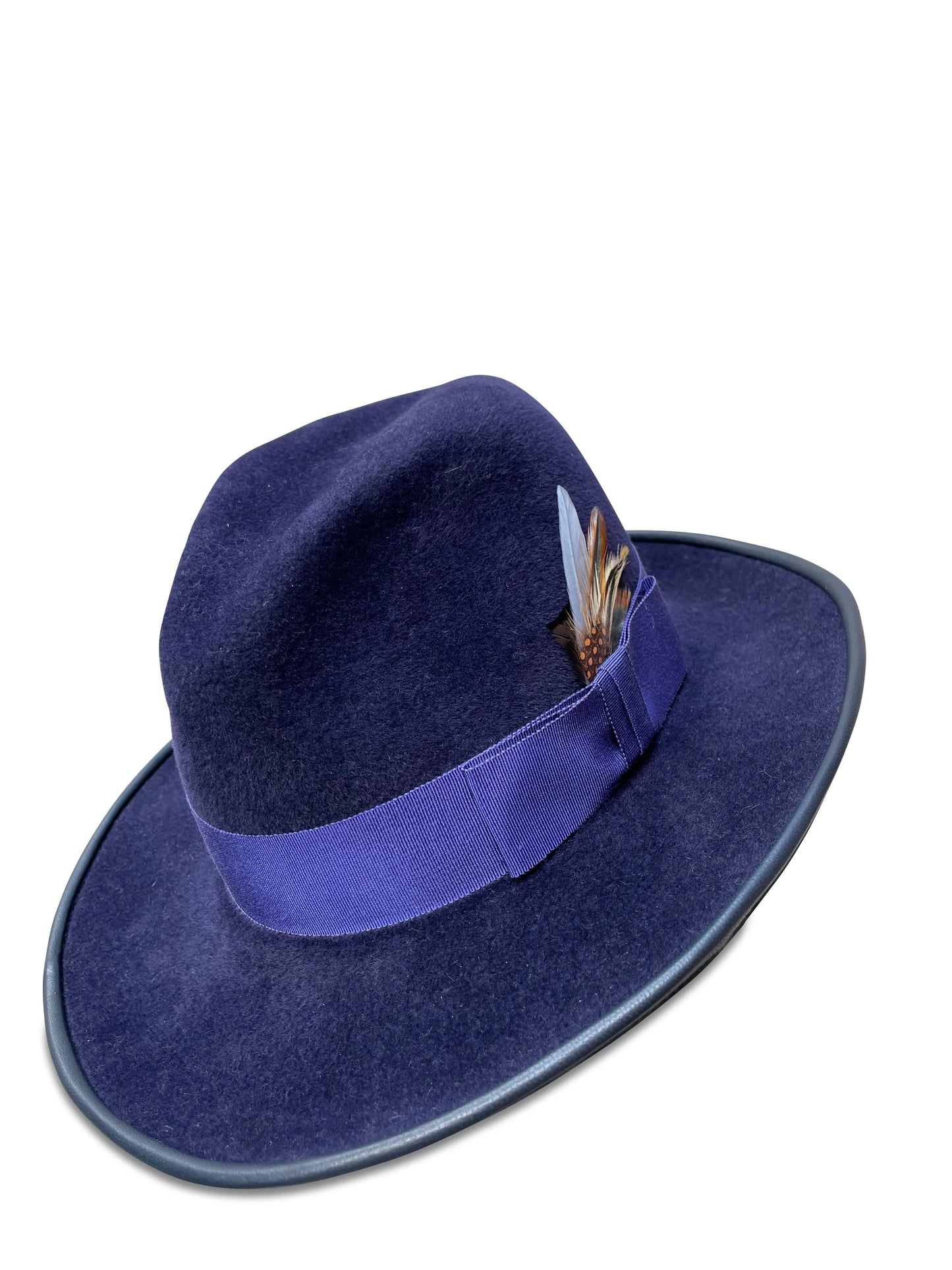 Royal - Velour Fur Felt Fedora with Lambskin Piping