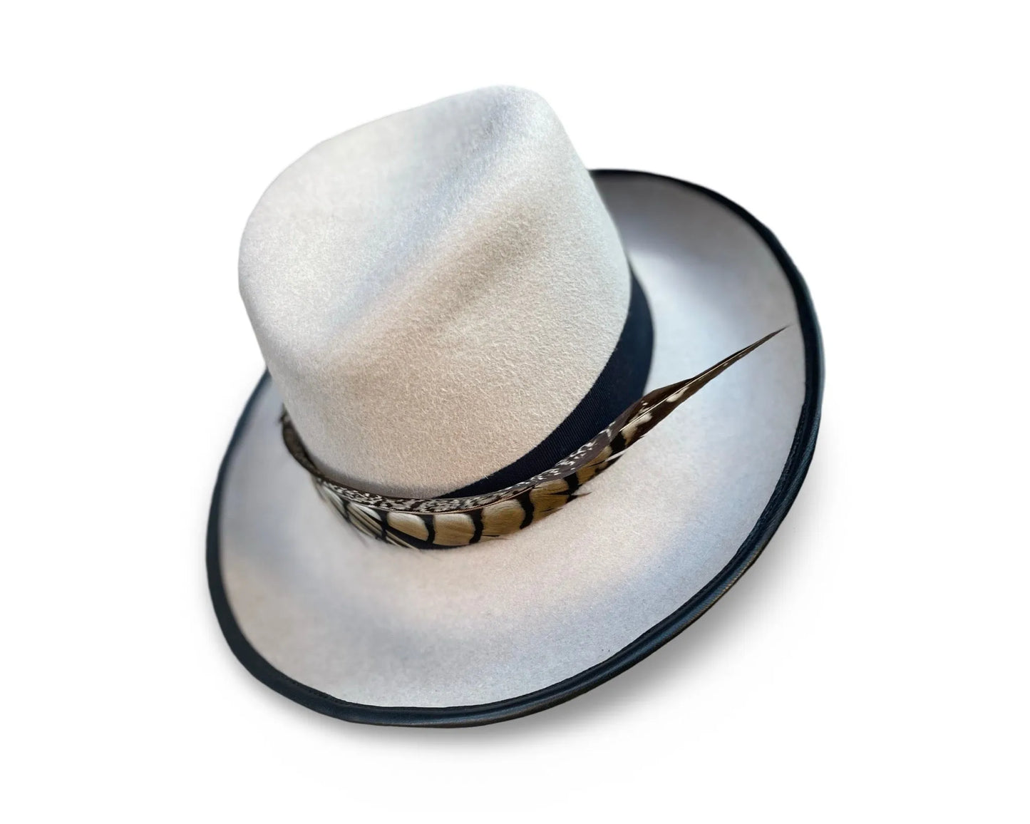Seer Woman - Alabaster Fedora with Pheasant Feather Trim