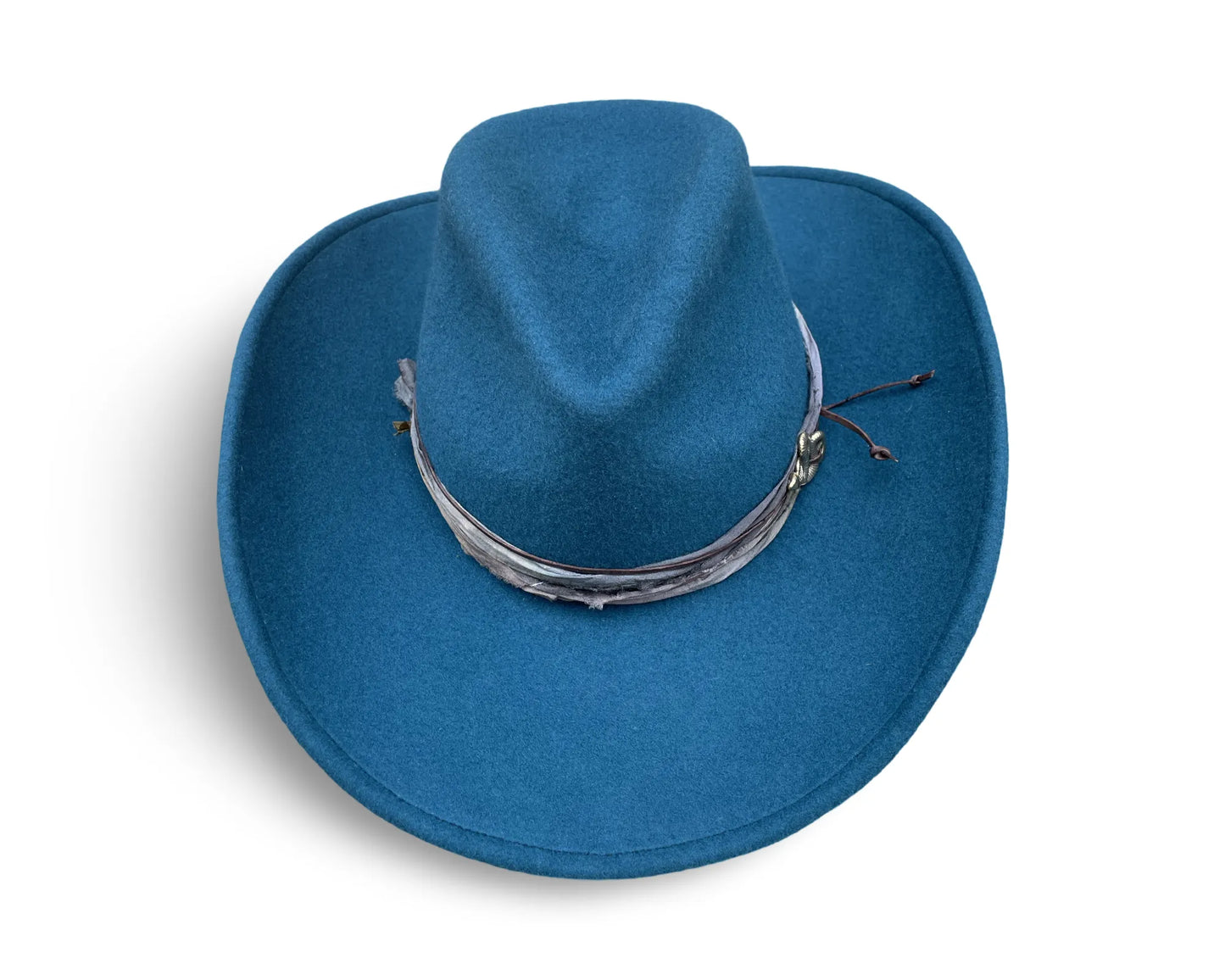 Snake Eyes Cowboy Hat – Teal Wool with Snake Detail