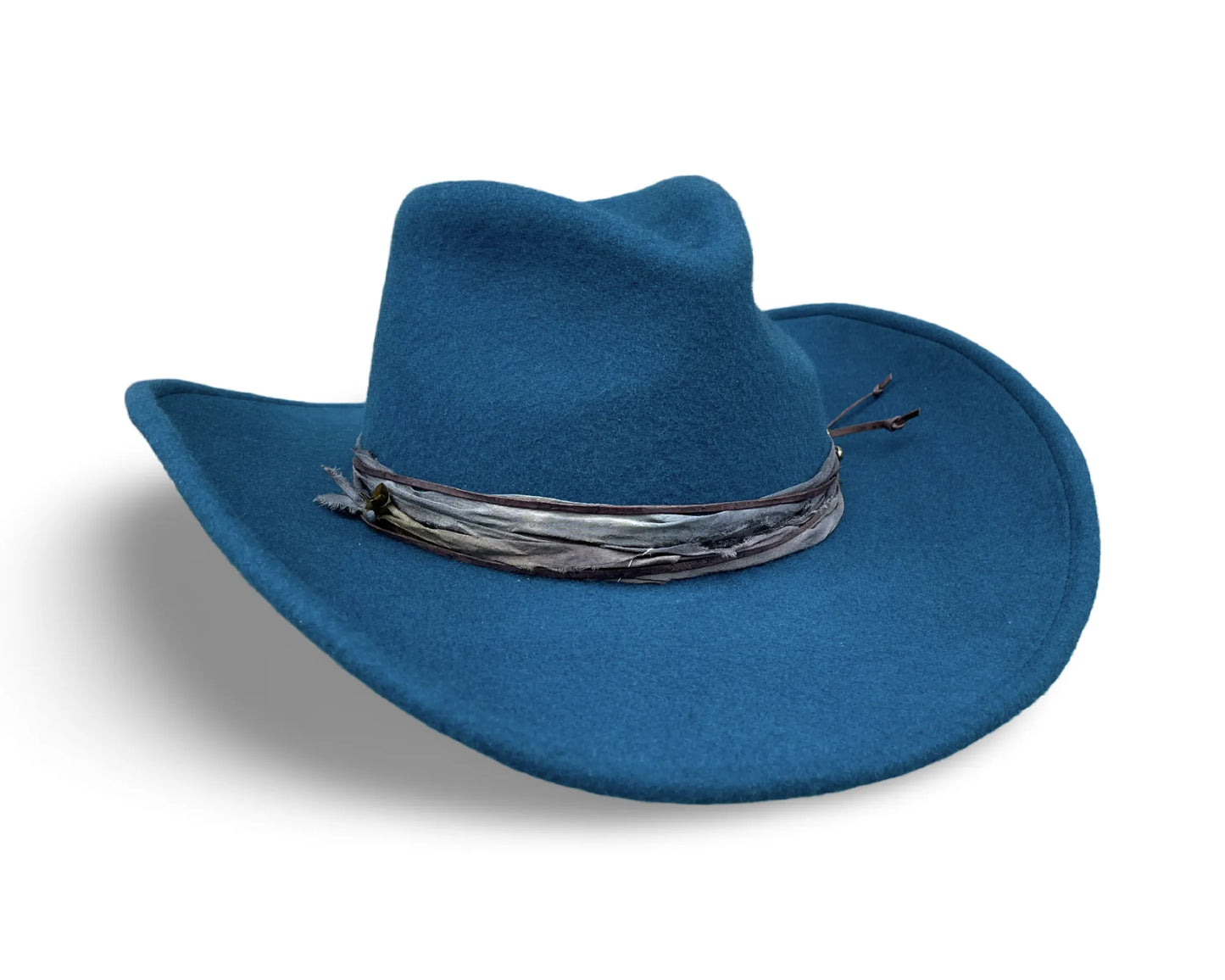 Snake Eyes Cowboy Hat – Teal Wool with Snake Detail
