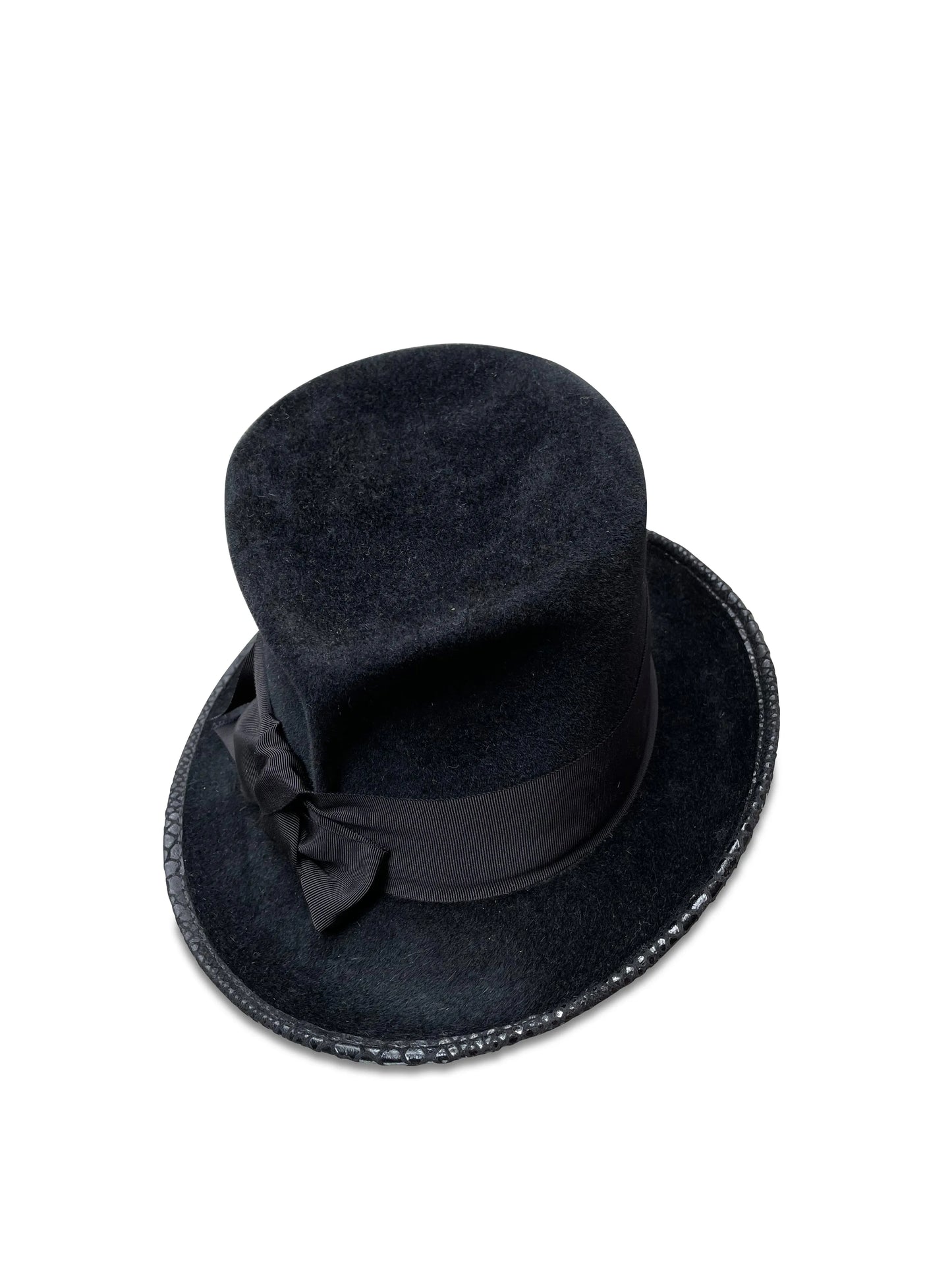 Topedora Hat - Pleated Crown Fedora with Asymmetrical Brim