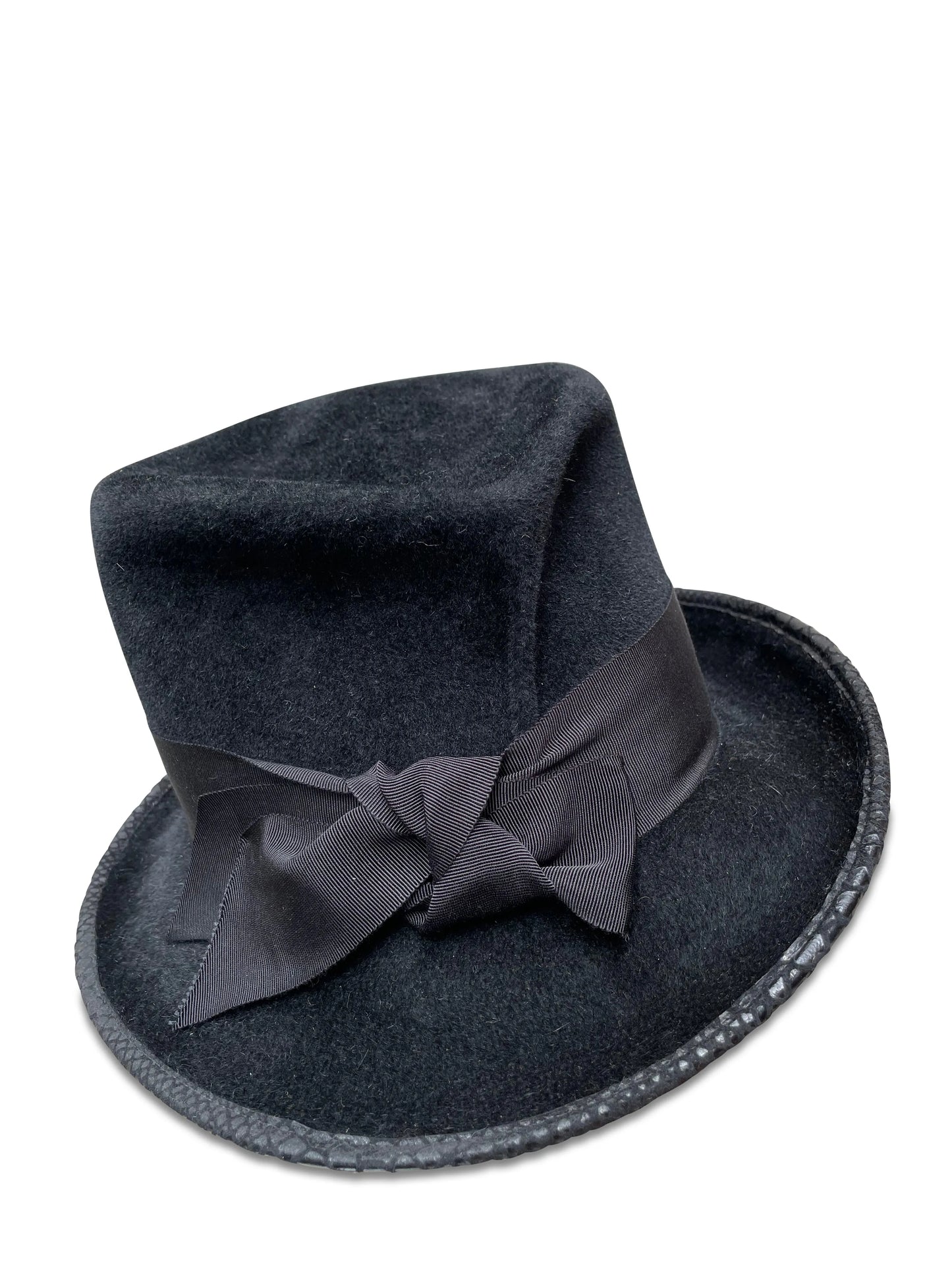 Topedora Hat - Pleated Crown Fedora with Asymmetrical Brim