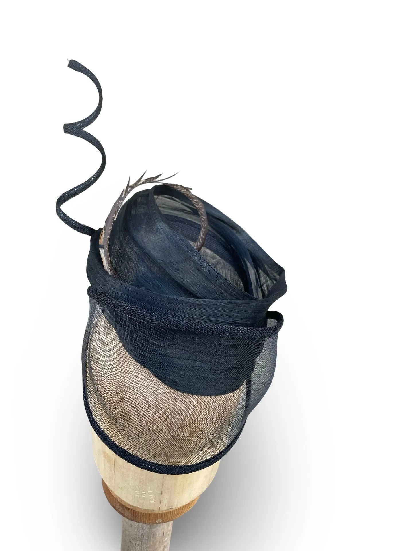 Alice Black Fascinator - Silk Abaca with Horsehair Veil