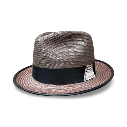 Alicia - Panama Straw Fedora with Leather Piping